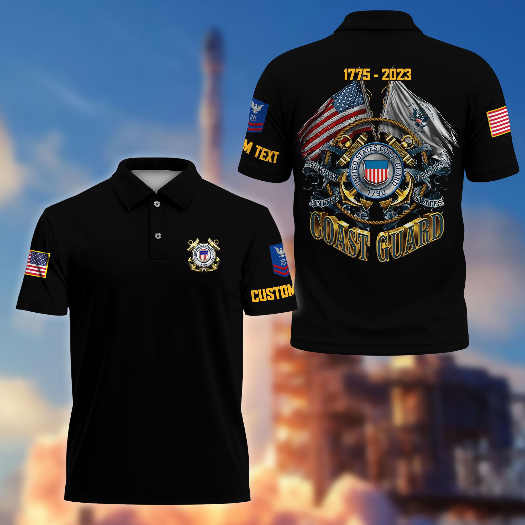 Unique Custom Name, Rank, Year, USCG Polo Shirt VPVC215105, Gifts For Coast Guard Veteran, Best Gifts On Father's Day, Independence Day, Veterans Day.