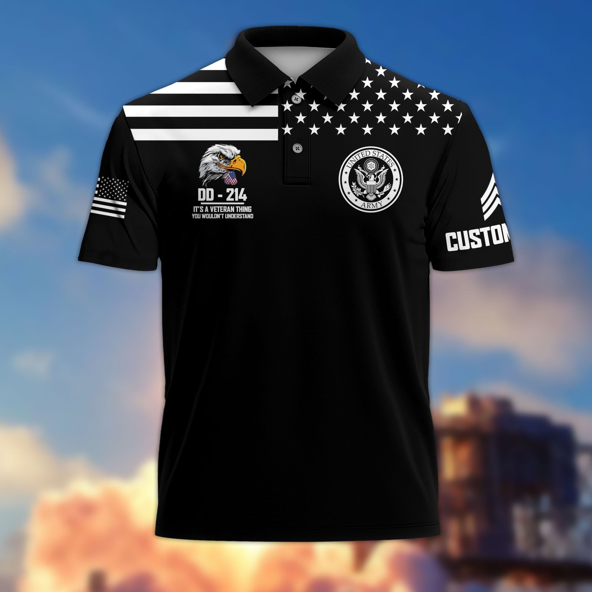 US Army Custom Polo Shirt VPVC215201, Gifts For Army Veteran, Best Gifts On Father's Day, Armed Forces Day, Independence Day, Veterans Day.