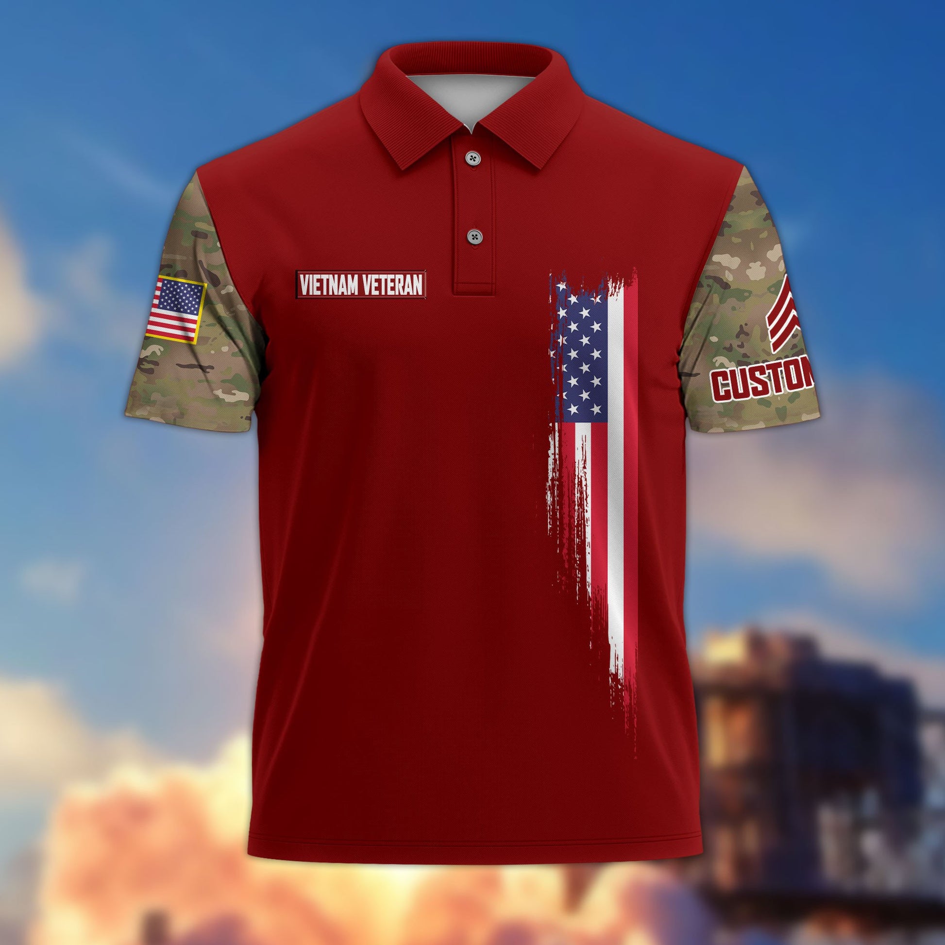 Premium Vietnam Veteran Polo Shirt VPVC215306, Custom Name, Rank, Gifts For Vietnam Veteran, Best Gifts On Father's Day, Armed Forces Day, Independence Day, Veterans Day.