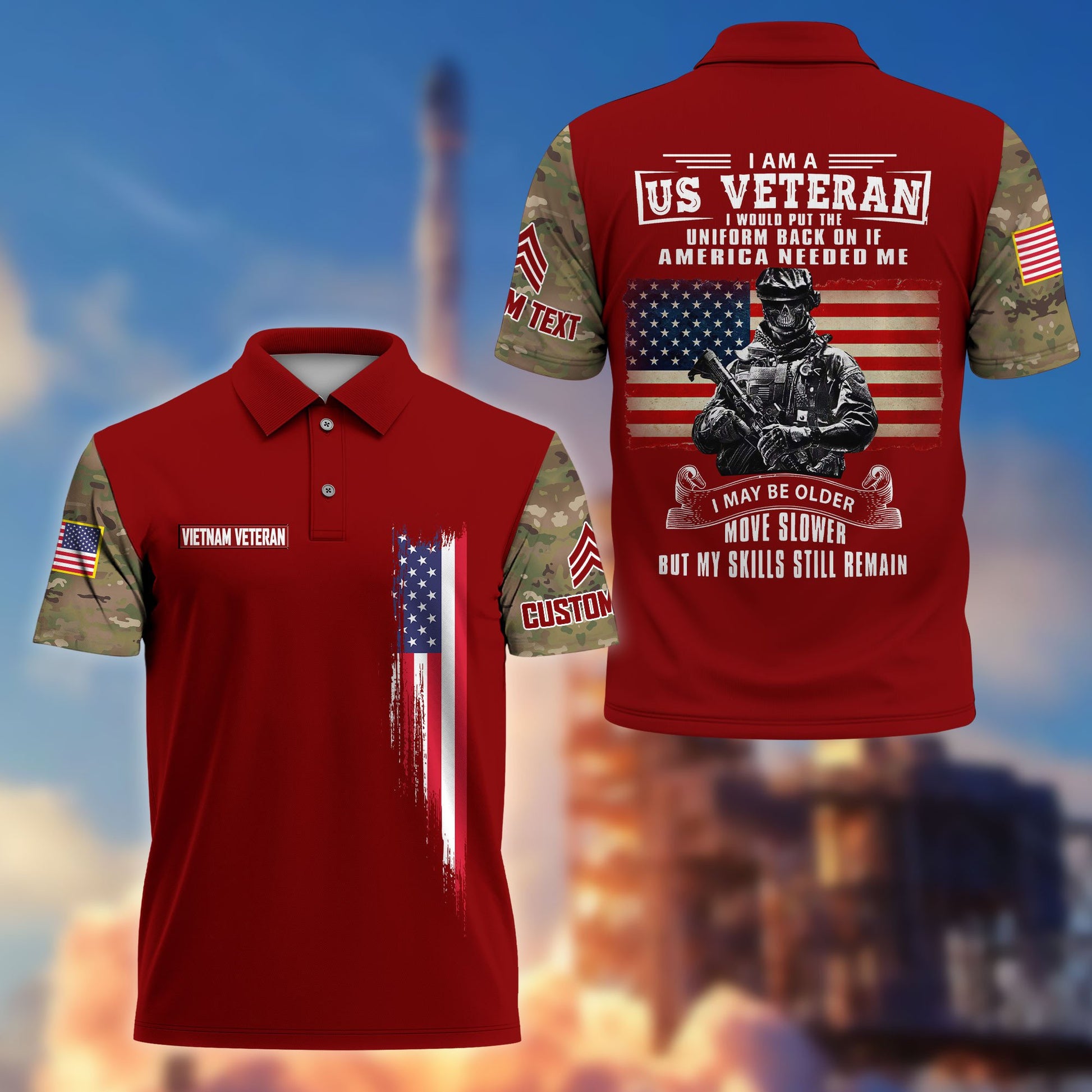 Premium Vietnam Veteran Polo Shirt VPVC215306, Custom Name, Rank, Gifts For Vietnam Veteran, Best Gifts On Father's Day, Armed Forces Day, Independence Day, Veterans Day.