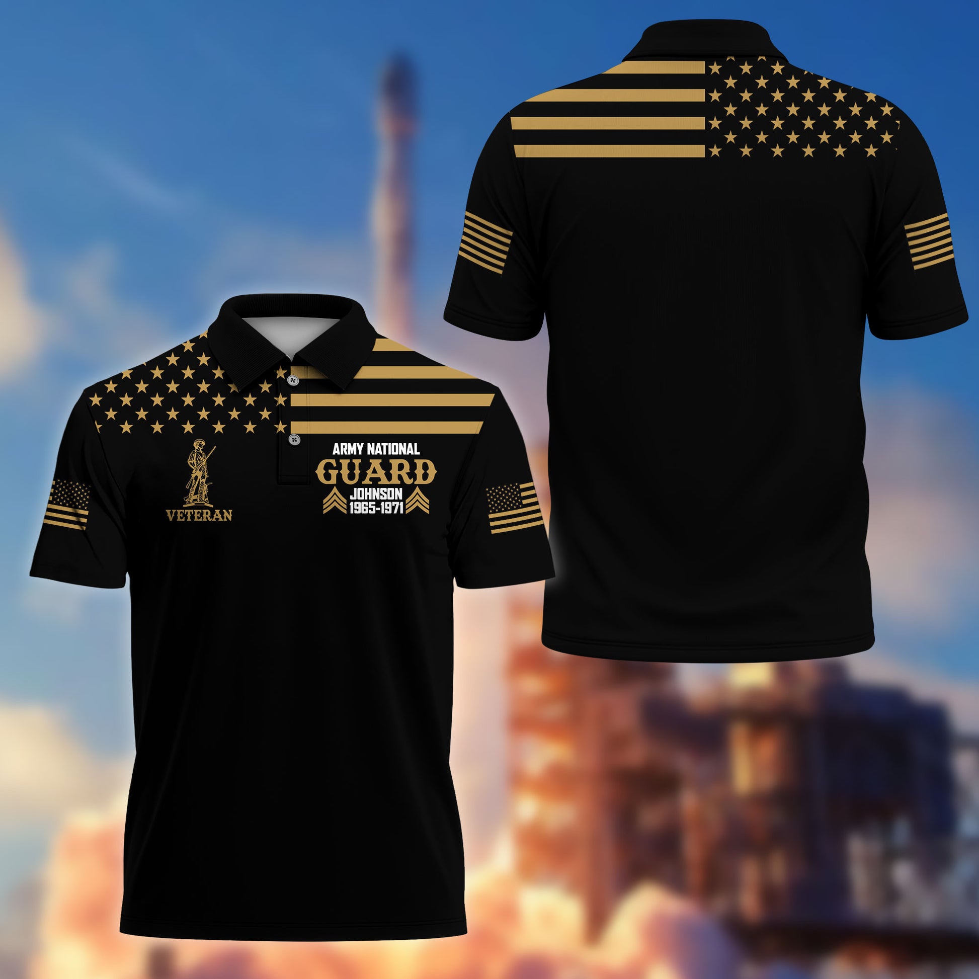 Unique Custom Name, Rank, Year, US Army National Guard Polo Shirt VPVC215508, Gifts For Army National Guard Veteran, Best Gifts On Father's Day, Independence Day, Veterans Day.