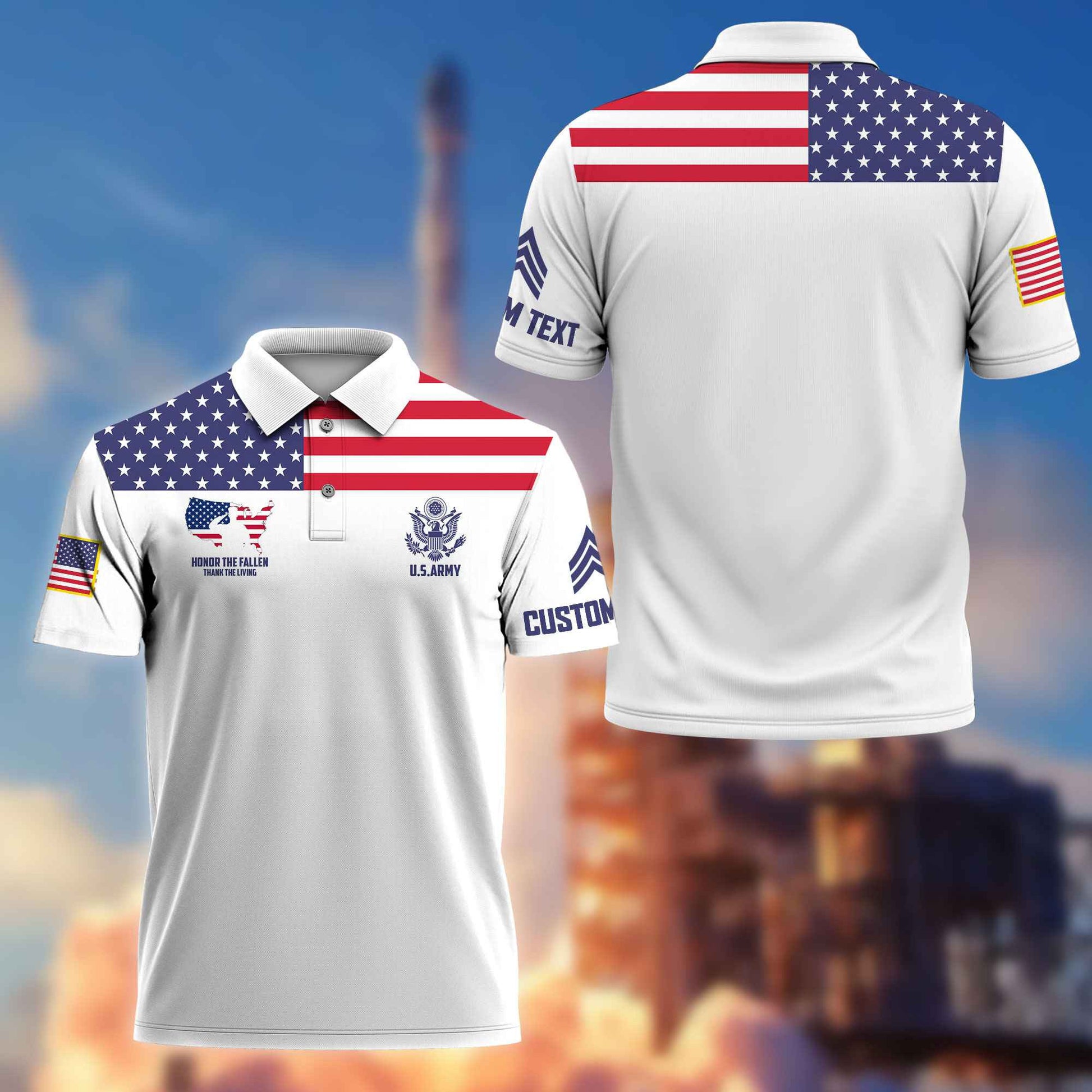 US Army Custom Polo Shirt VPVC215601, Gifts For Army Veteran, Best Gifts On Father's Day, Armed Forces Day, Independence Day, Veterans Day.