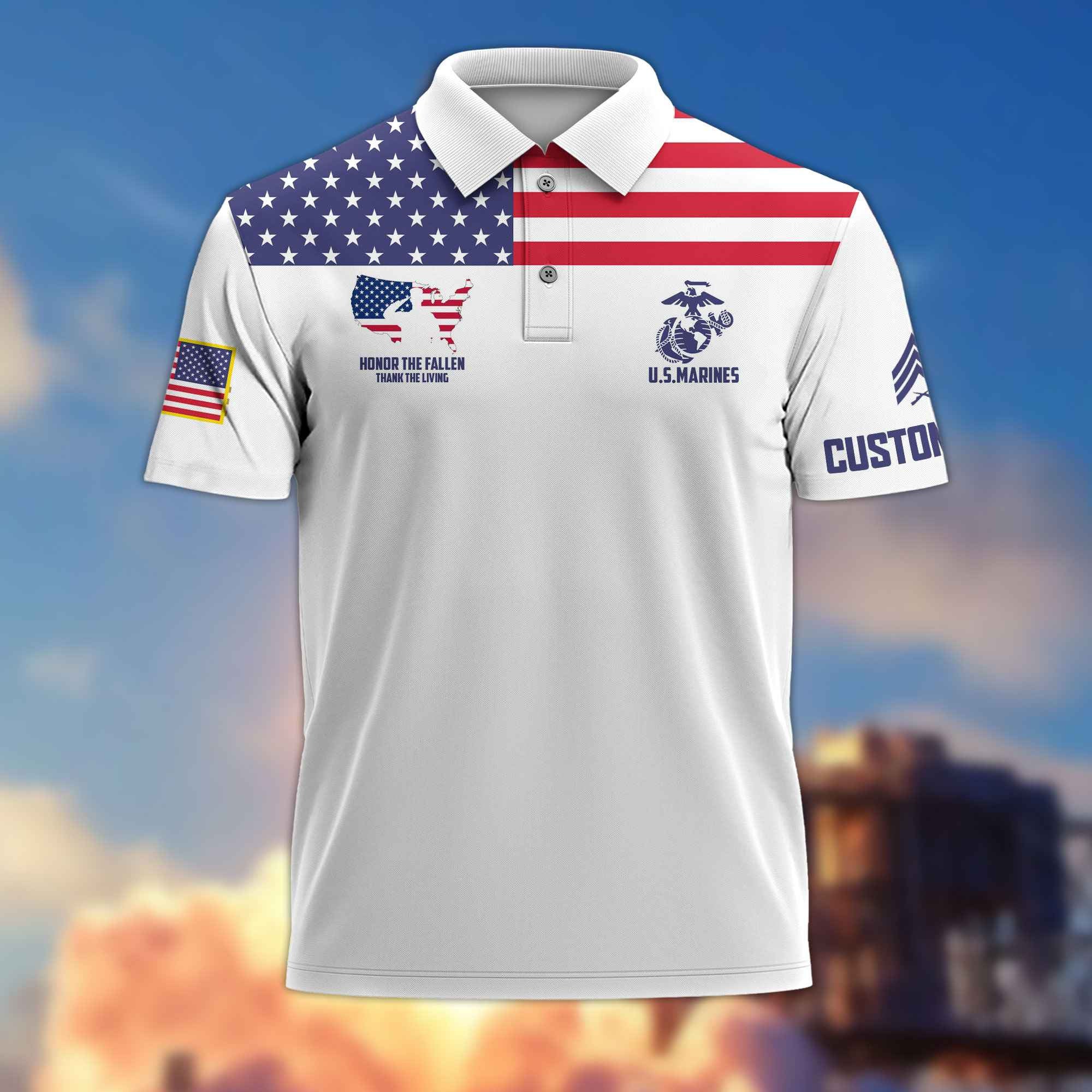 USMC Custom Polo Shirt VPVC215603, Gifts For Marine Veteran, Best Gifts On Father's Day, Armed Forces Day, Independence Day, Veterans Day.