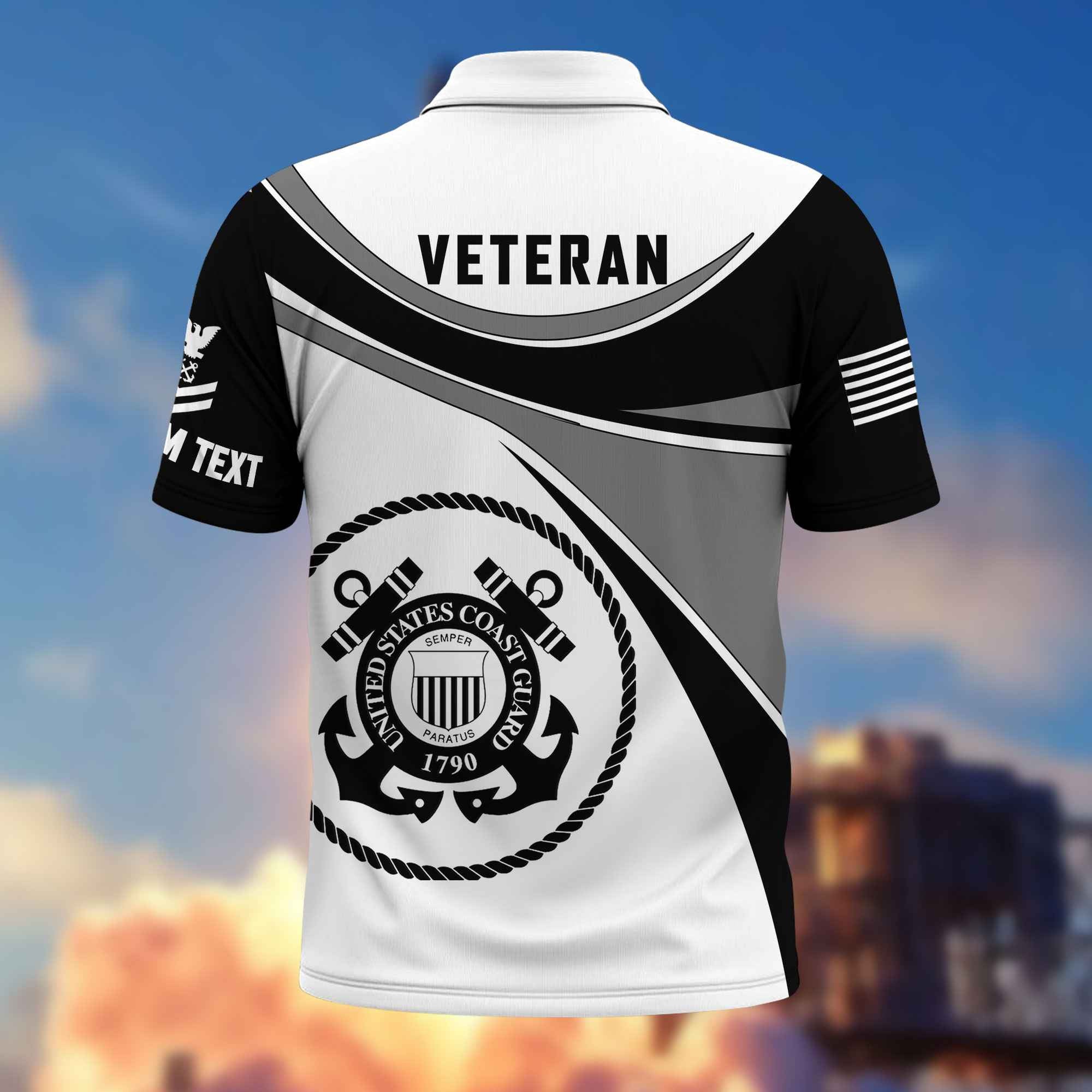 Unique Custom Name, Rank, USCG Polo Shirt VPVC216005, Gifts For Coast Guard Veteran, Best Gifts On Father's Day, Independence Day, Veterans Day.