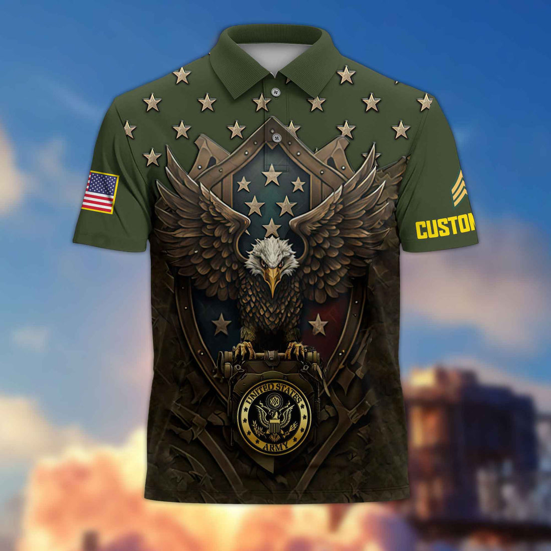 US Army Custom Polo Shirt VPVC216101, Gifts For Army Veteran, Best Gifts On Father's Day, Armed Forces Day, Independence Day, Veterans Day.