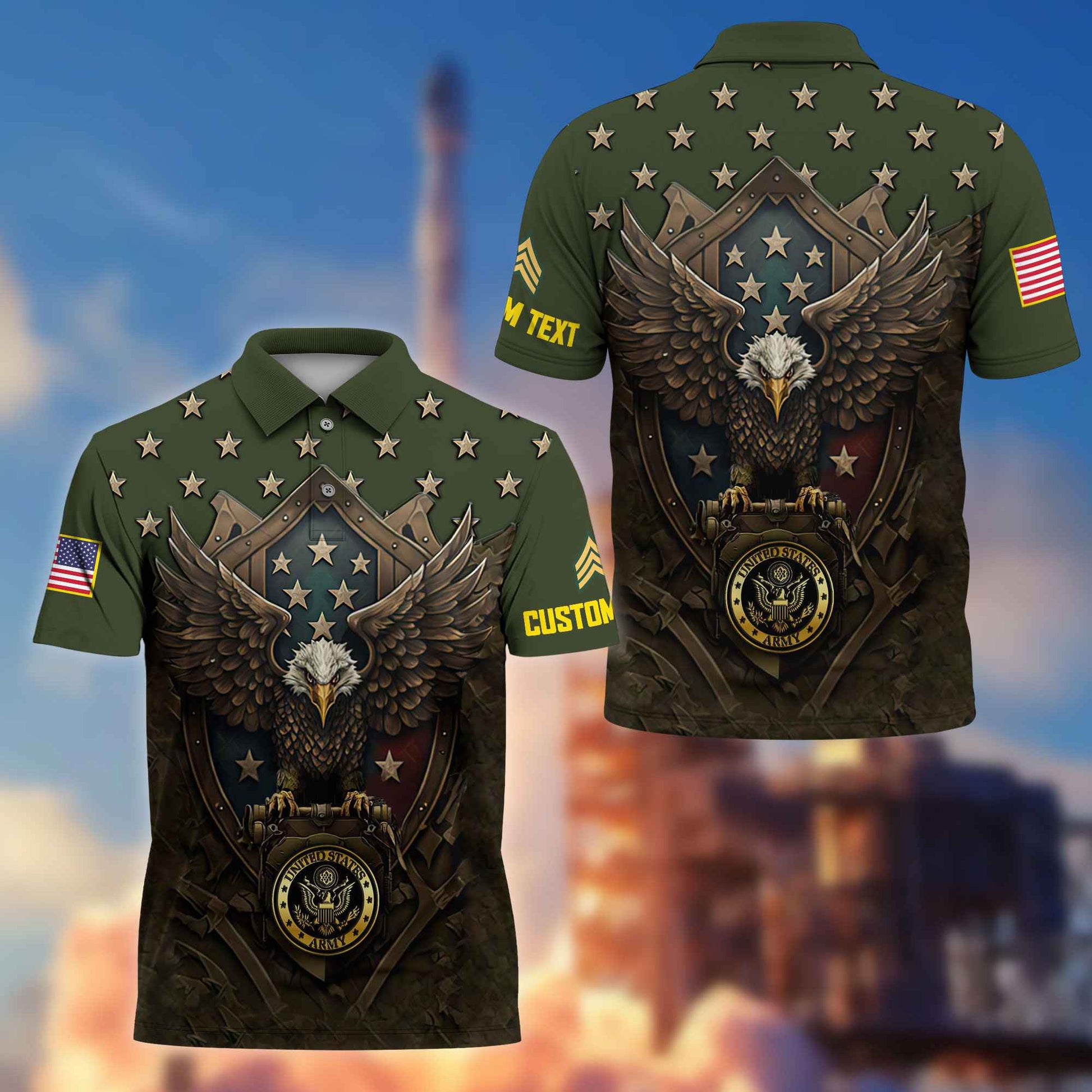 US Army Custom Polo Shirt VPVC216101, Gifts For Army Veteran, Best Gifts On Father's Day, Armed Forces Day, Independence Day, Veterans Day.