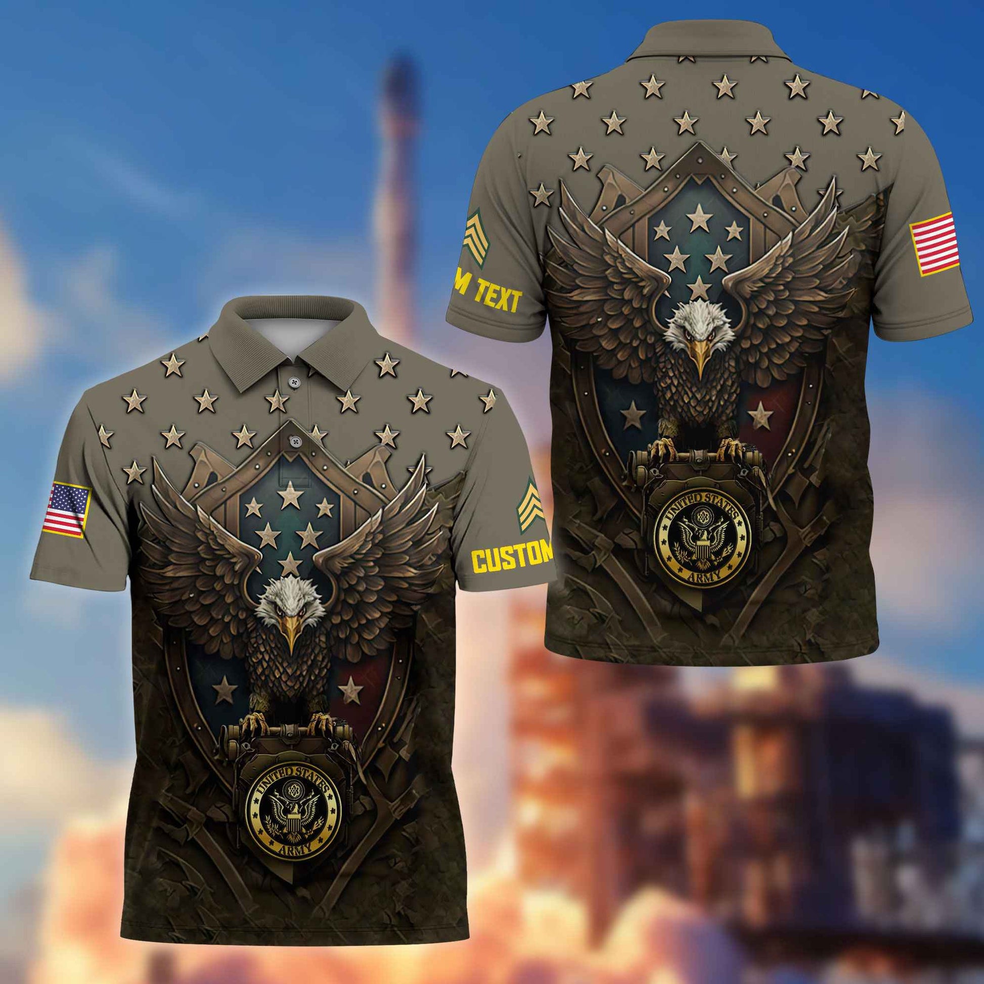 US Army Custom Polo Shirt VPVC216110, Gifts For Army Veteran, Best Gifts On Father's Day, Armed Forces Day, Independence Day, Veterans Day.