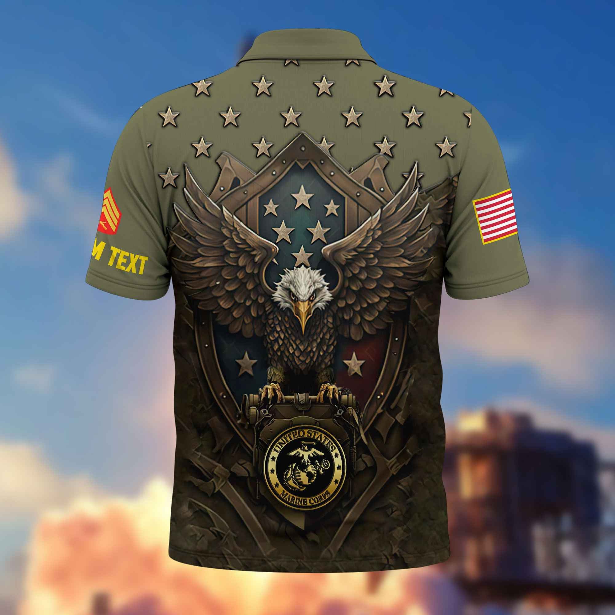 USMC Custom Polo Shirt VPVC216111, Gifts For Marine Veteran, Best Gifts On Father's Day, Armed Forces Day, Independence Day, Veterans Day.