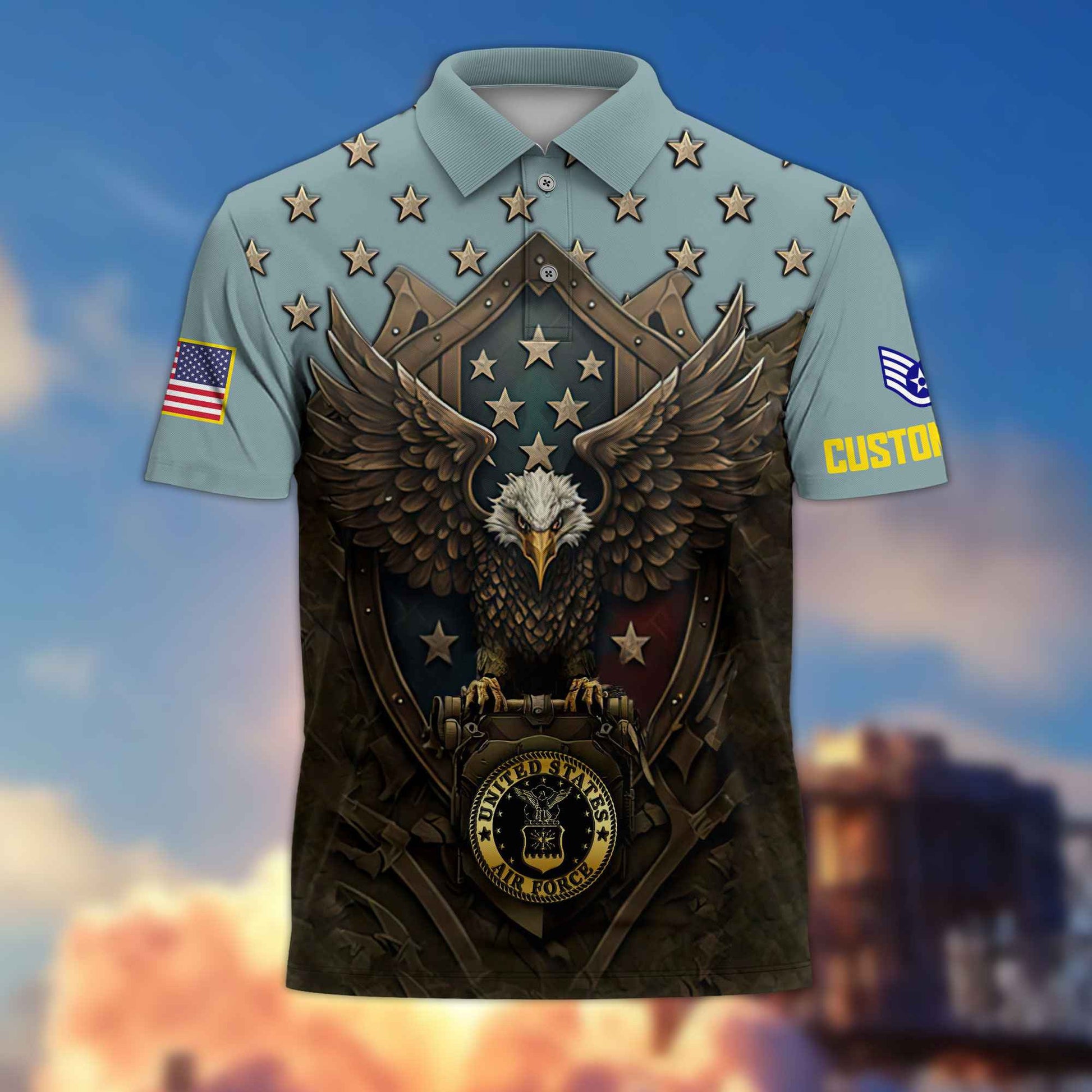 USAF Custom Polo Shirt VPVC216104, Gifts For Air Force Veteran, Best Gifts On Father's Day, Armed Forces Day, Independence Day, Veterans Day.