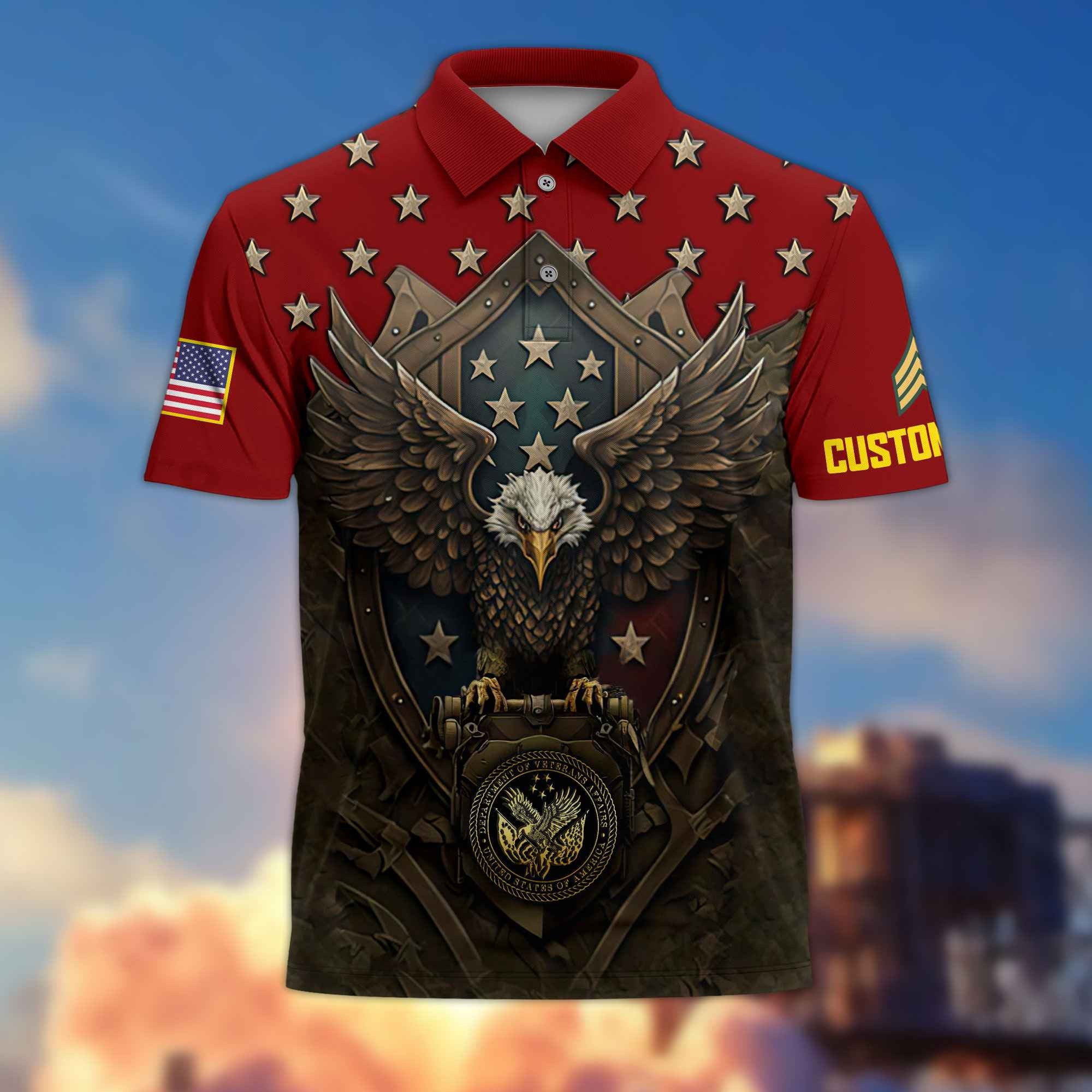 US Veteran Custom Polo Shirt VPVC216107, Gifts For US Veteran, Best Gifts On Father's Day, Armed Forces Day, Independence Day, Veterans Day.