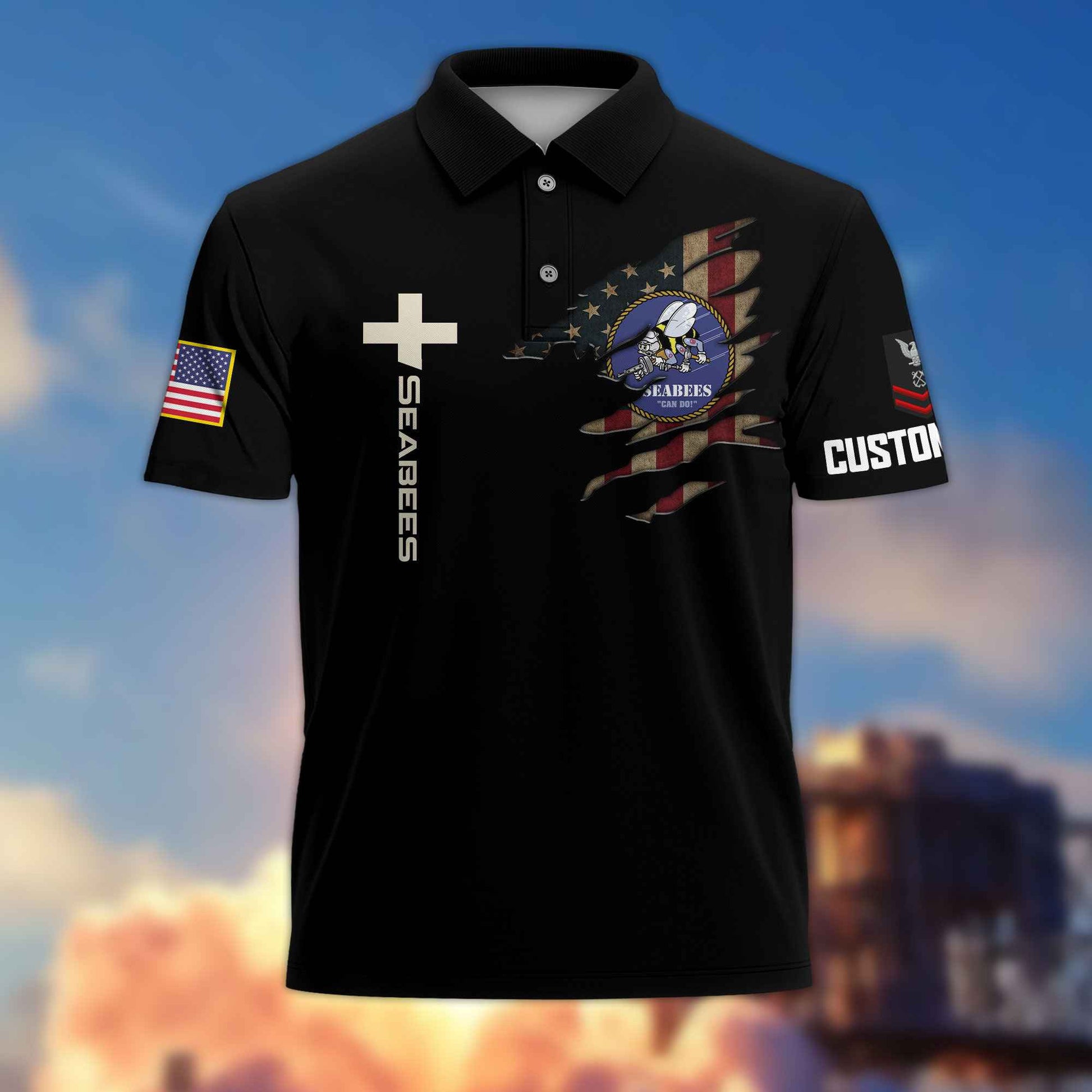 US Seabees Custom Polo Shirt VPVC216509, Gifts For Seabees Veteran, Best Gifts On Father's Day, Armed Forces Day, Independence Day, Veterans Day.