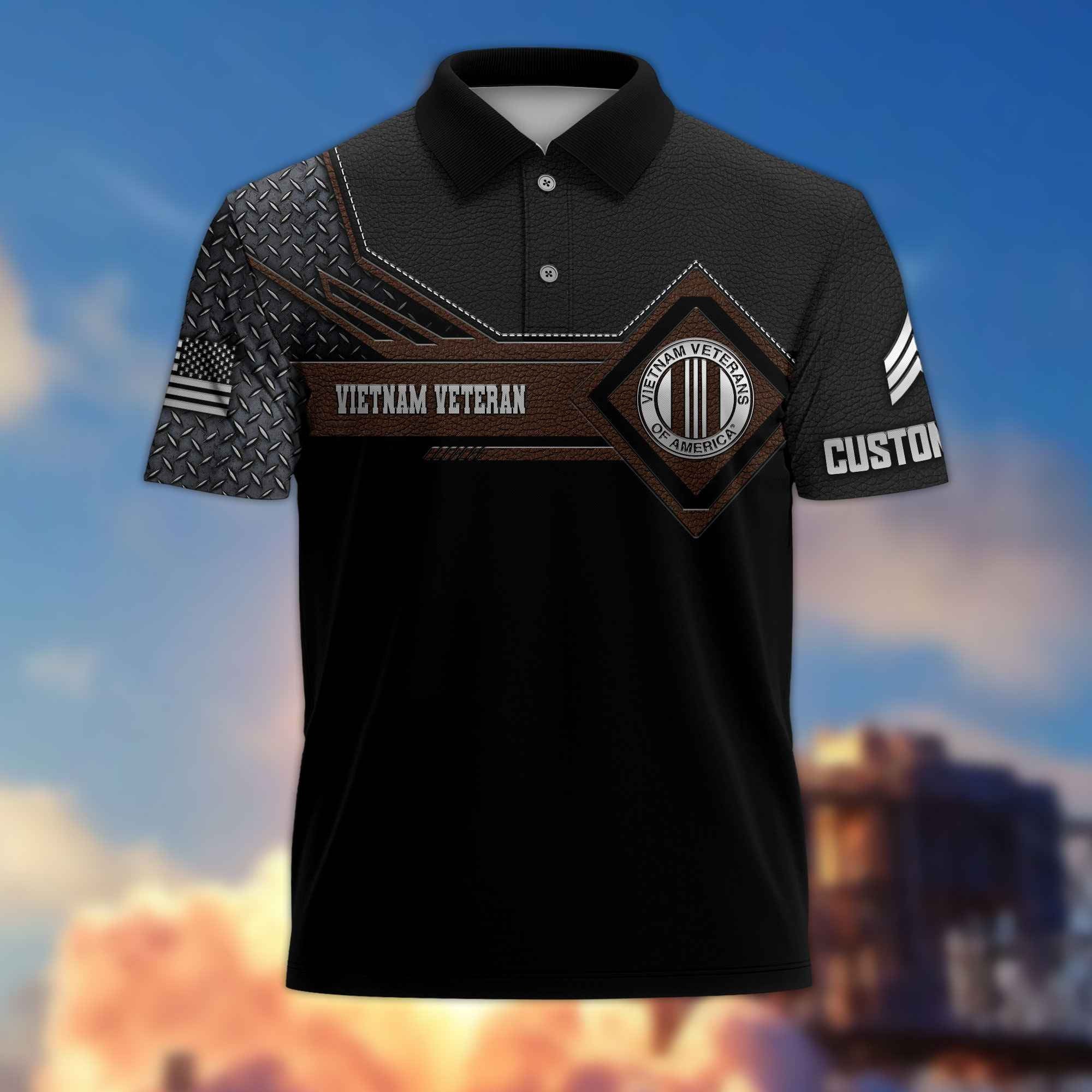 Premium Vietnam Veteran Polo Shirt VPVC216606, Custom Name, Rank, Gifts For Vietnam Veteran, Best Gifts On Father's Day, Armed Forces Day, Independence Day, Veterans Day.