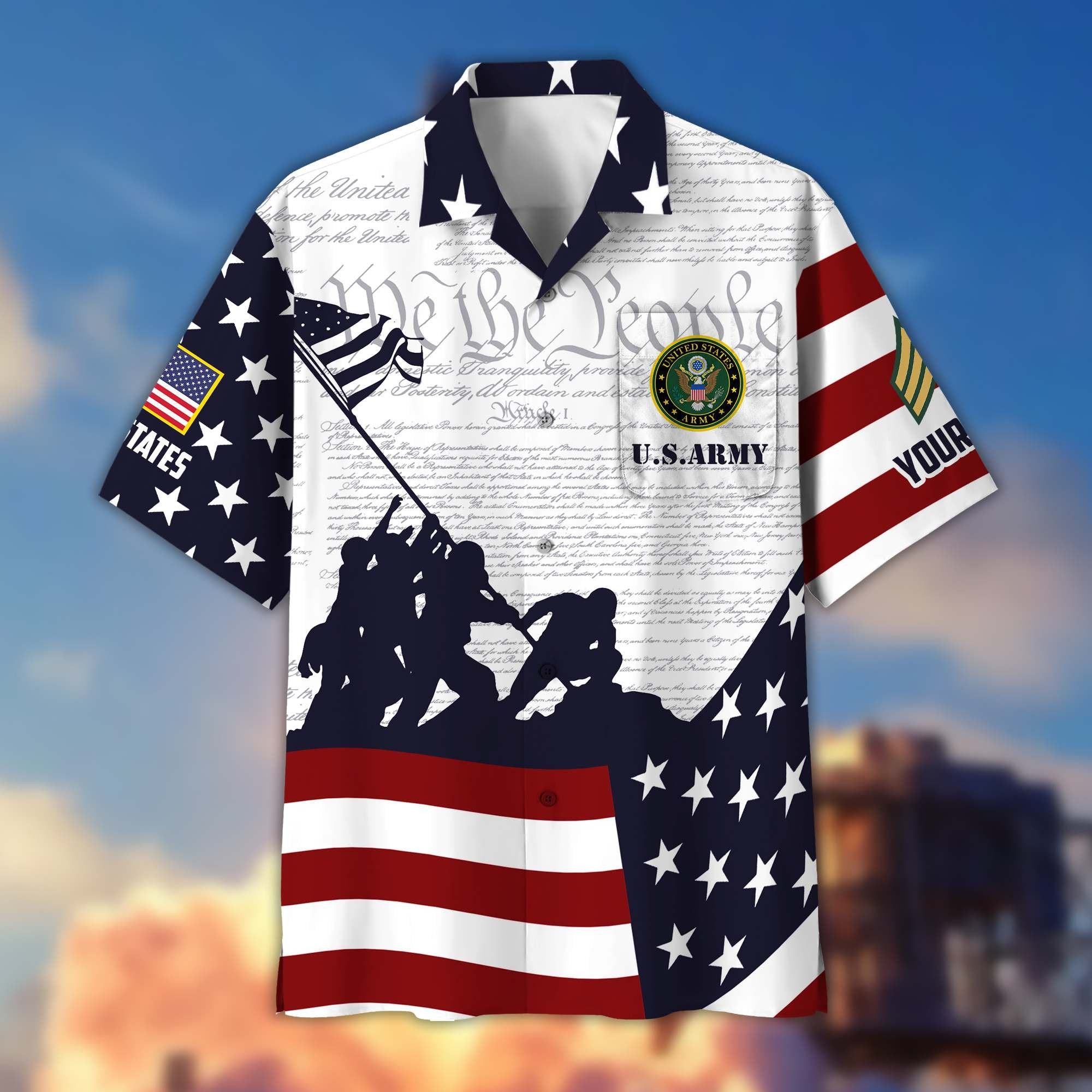 Premium Custom US Army Veteran Hawaiian Shirt VPVC403901, Gifts For Army Veteran, Best Gifts On Father's Day, Armed Forces Day, Independence Day, Veterans Day.