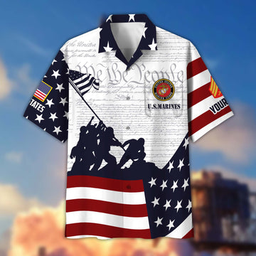 Premium Custom USMC Veteran Hawaiian Shirt VPVC403903, Gifts For Marine Veteran, Best Gifts On Father's Day, Armed Forces Day, Independence Day, Veterans Day.