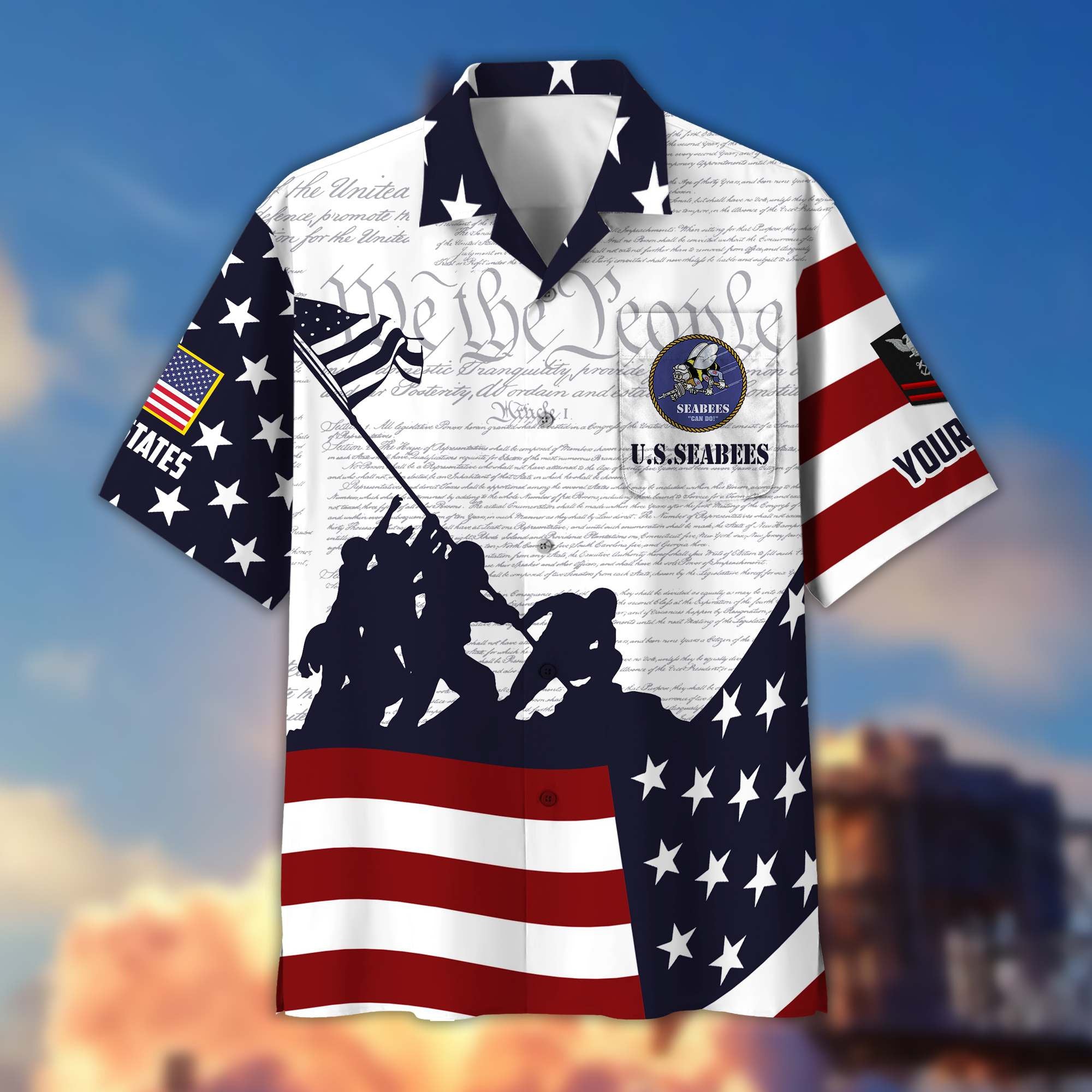 Premium Custom US Seabees Hawaiian Shirt VPVC403909, Gifts For Seabees Veteran, Best Gifts On Father's Day, Armed Forces Day, Independence Day, Veterans Day.