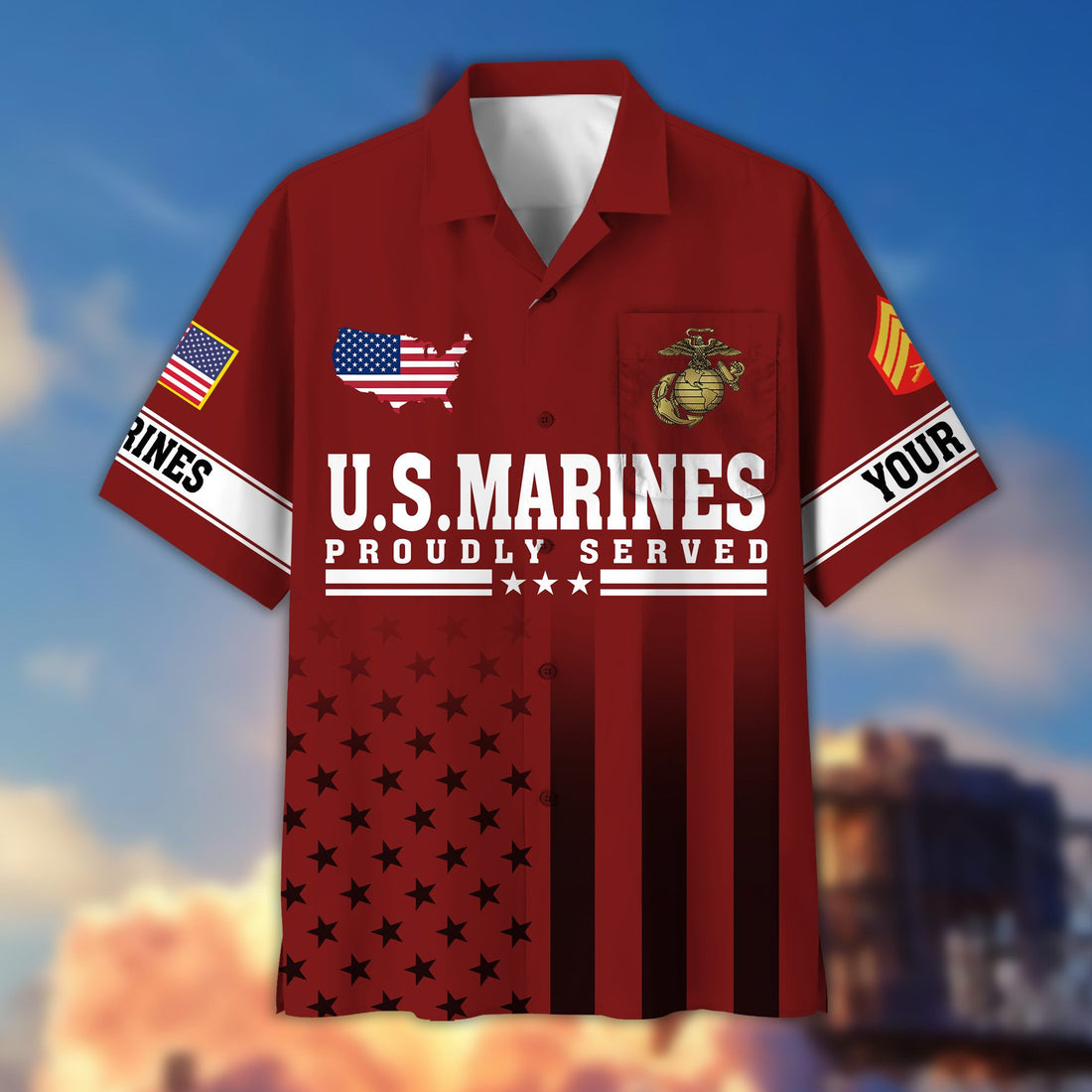 Premium Custom USMC Veteran Hawaiian Shirt VPVC404103, Gifts For Marine Veteran, Best Gifts On Father's Day, Armed Forces Day, Independence Day, Veterans Day.