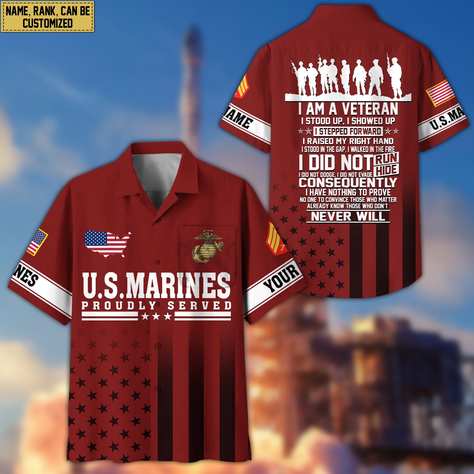 Premium Custom USMC Veteran Hawaiian Shirt VPVC404103, Gifts For Marine Veteran, Best Gifts On Father's Day, Armed Forces Day, Independence Day, Veterans Day.