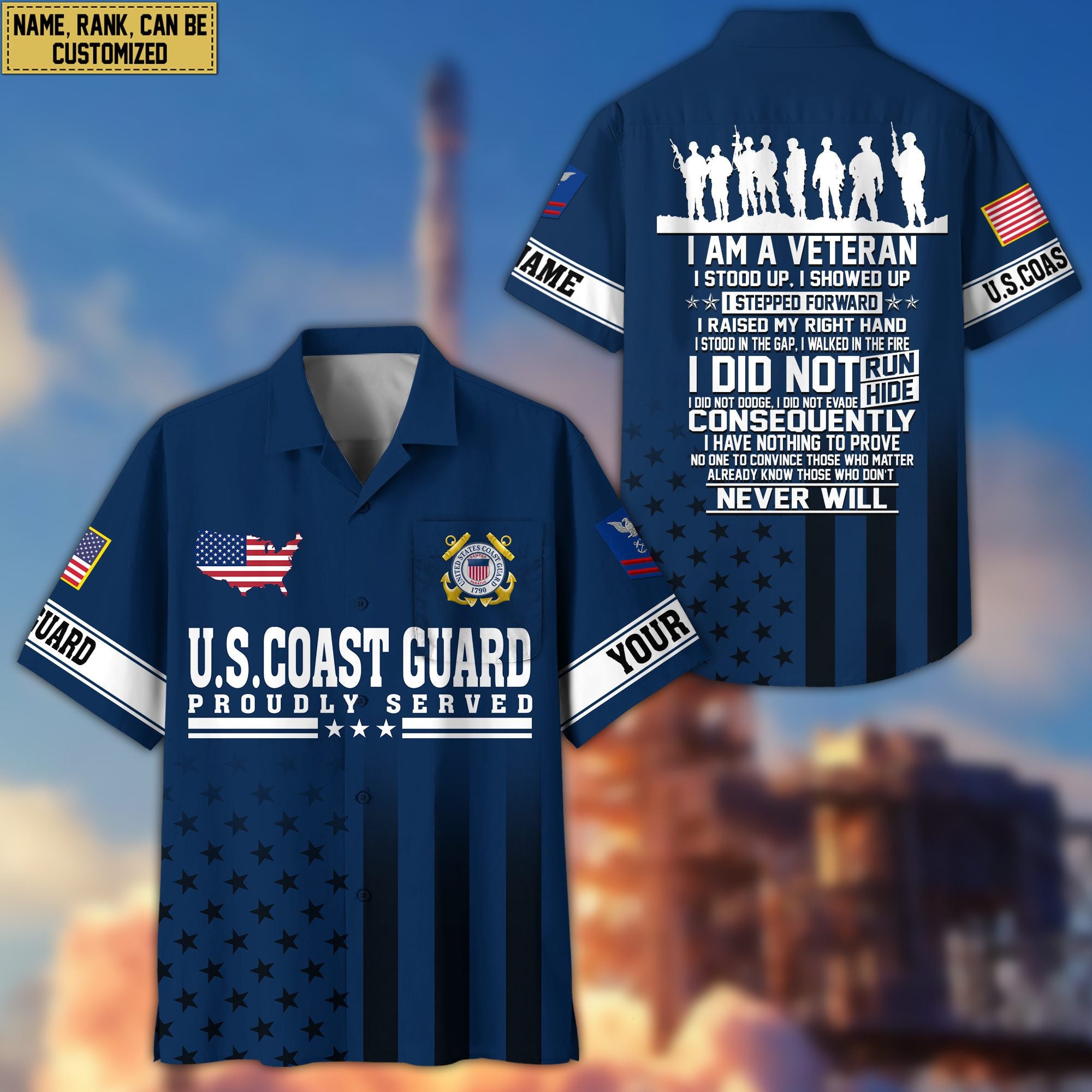 Premium Custom USCG Veteran Hawaiian Shirt VPVC404105, Gifts For Coast Guard Veteran, Best Gifts On Father's Day, Armed Forces Day, Independence Day, Veterans Day.