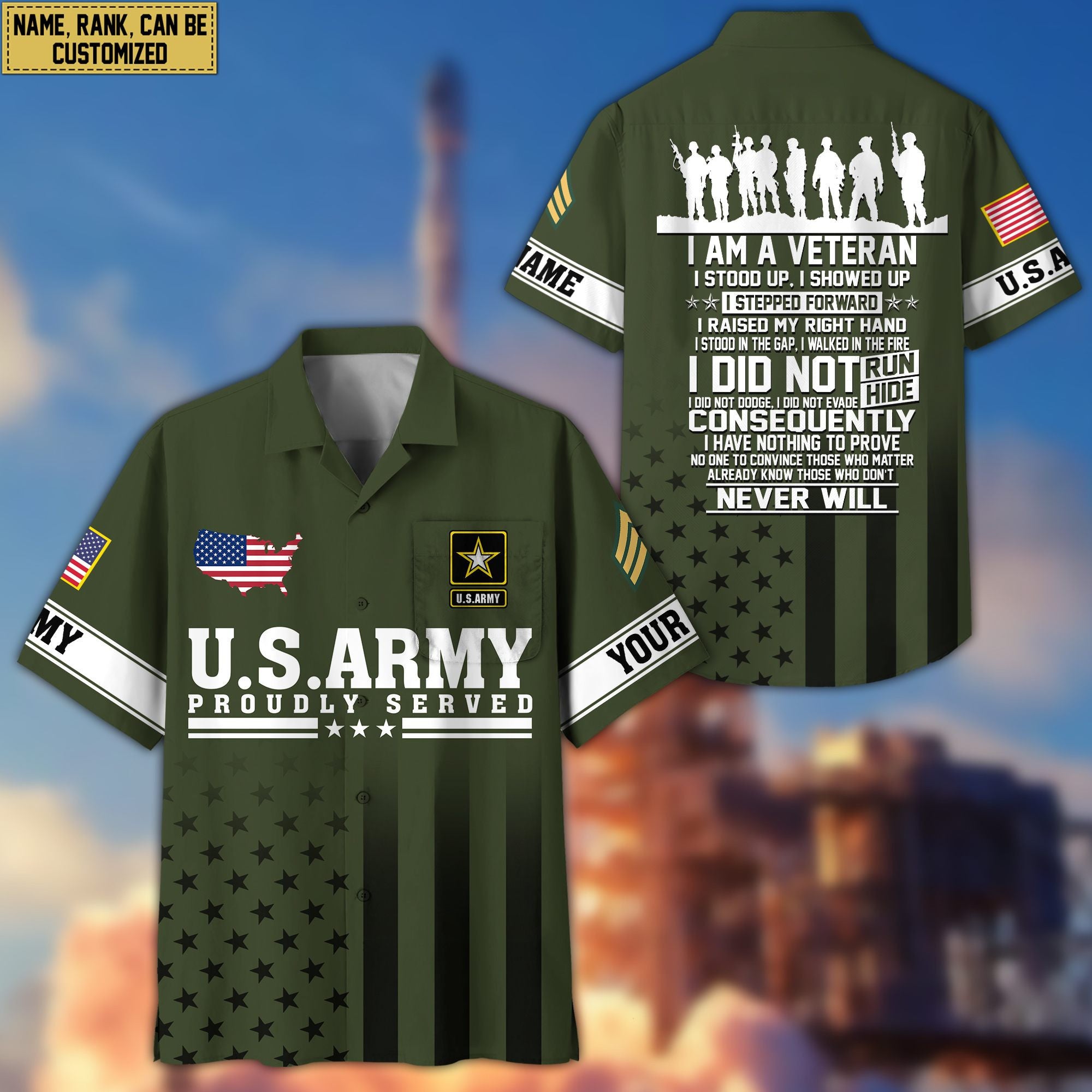 Premium Custom US Army Veteran Hawaiian Shirt VPVC404110, Gifts For Army Veteran, Best Gifts On Father's Day, Armed Forces Day, Independence Day, Veterans Day.