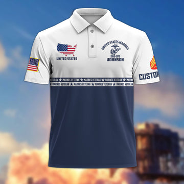 USMC Custom Polo Shirt VPVC216903, Gifts For Marine Veteran, Best Gifts On Father's Day, Armed Forces Day, Independence Day, Veterans Day.