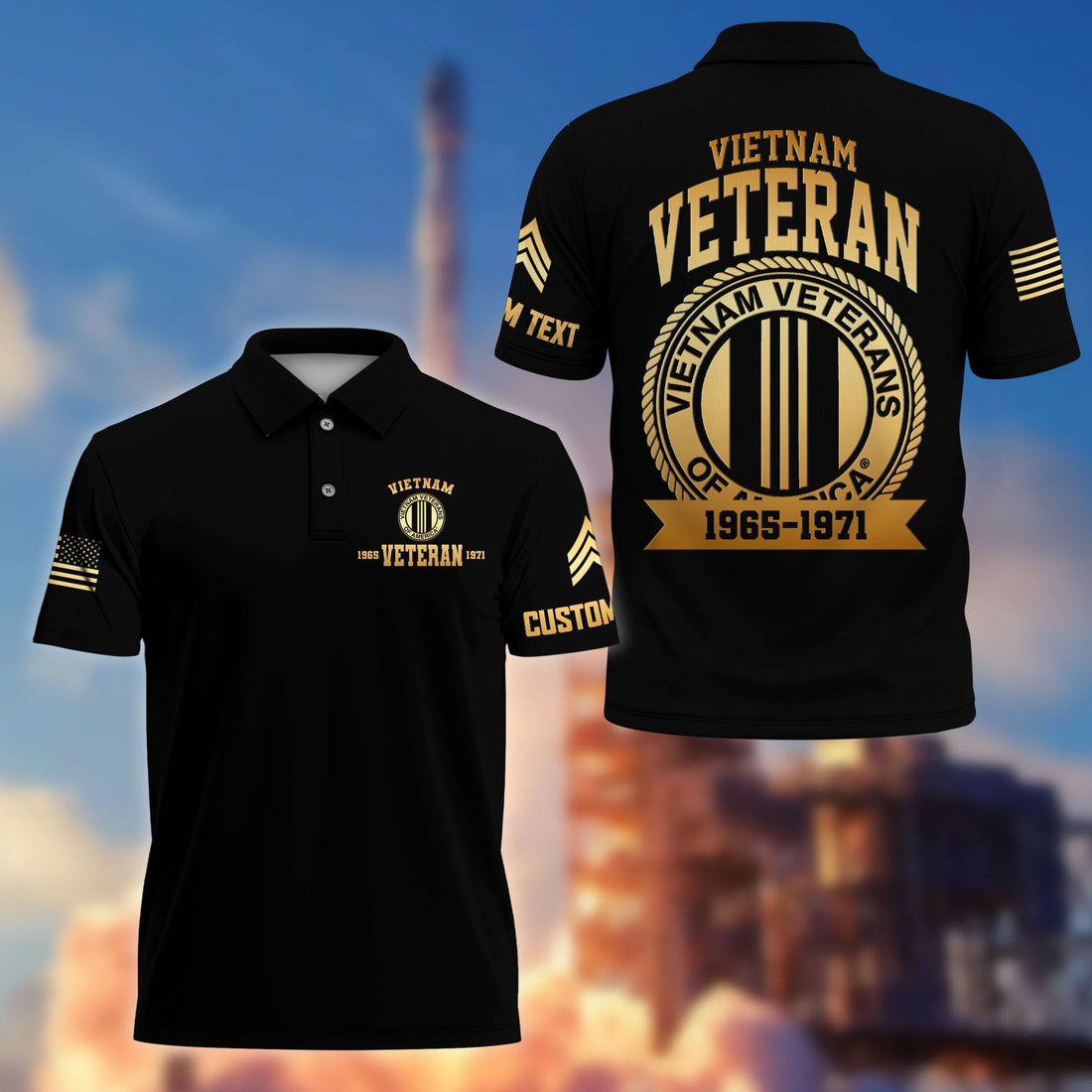 Premium Vietnam Veteran Polo Shirt VPVC217006, Custom Name, Rank, Year, Gifts For Vietnam Veteran, Best Gifts On Father's Day, Armed Forces Day, Independence Day, Veterans Day.