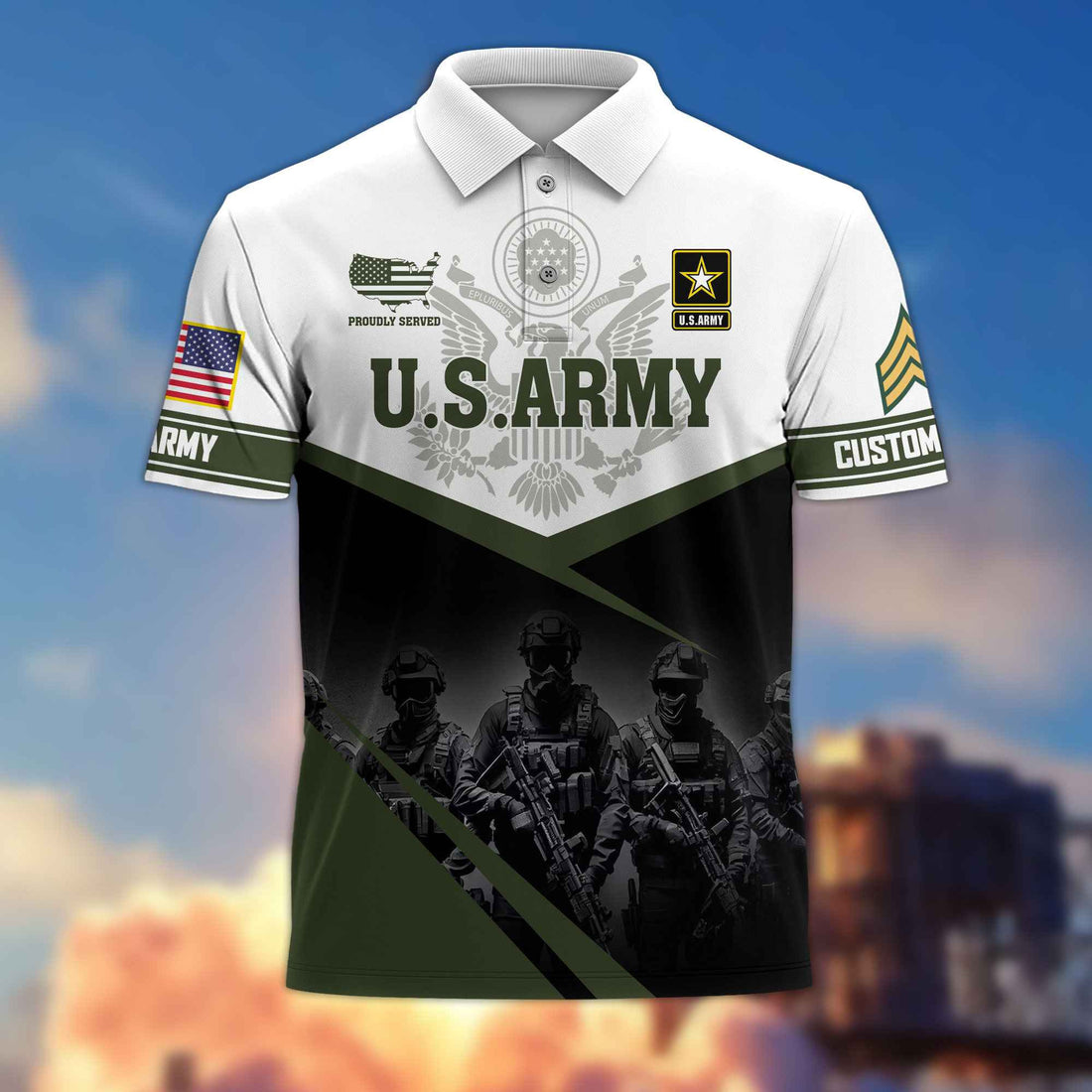 US Army Custom Polo Shirt VPVC217301, Gifts For Army Veteran, Best Gifts On Father's Day, Armed Forces Day, Independence Day, Veterans Day.
