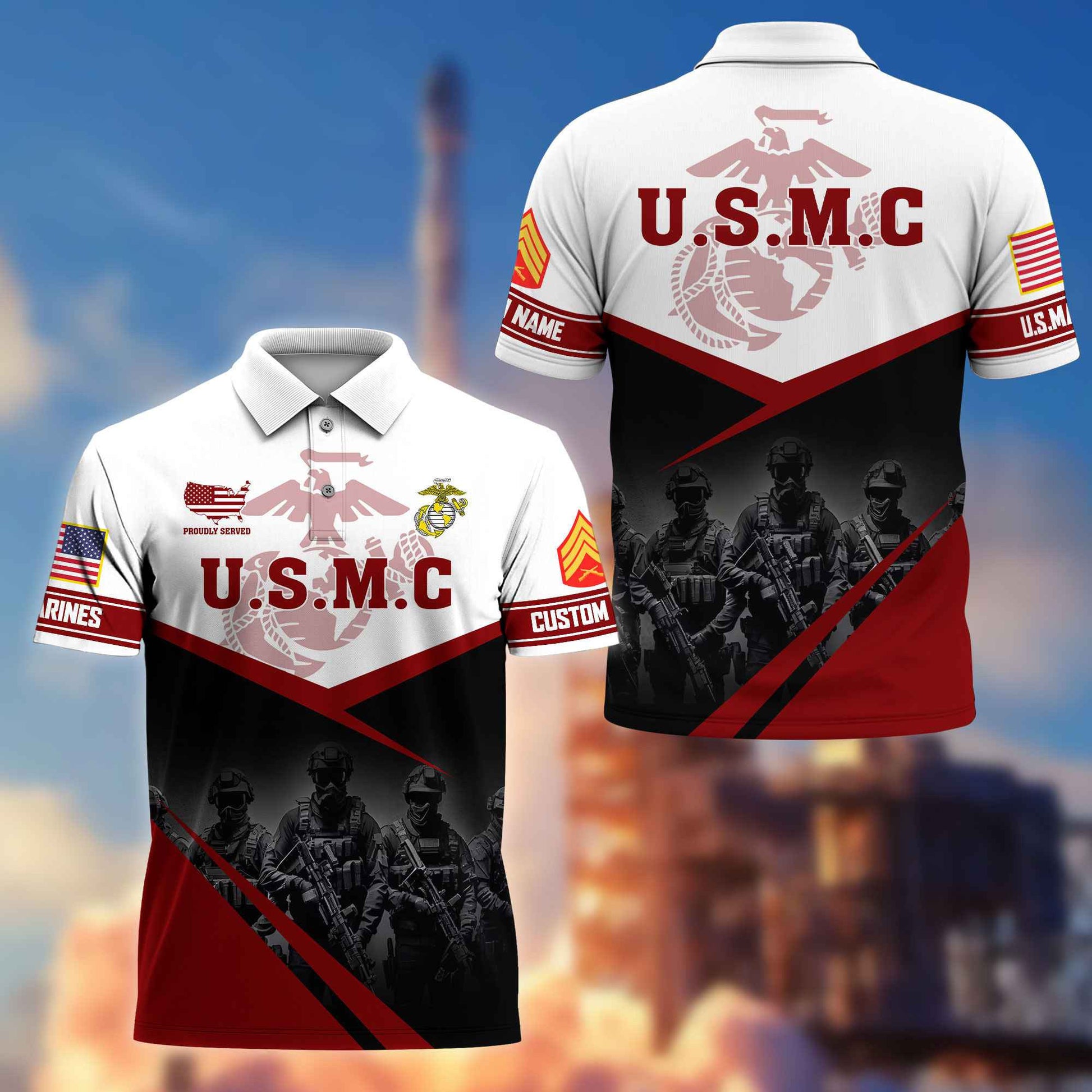 USMC Custom Polo Shirt VPVC217303, Gifts For Marine Veteran, Best Gifts On Father's Day, Armed Forces Day, Independence Day, Veterans Day.
