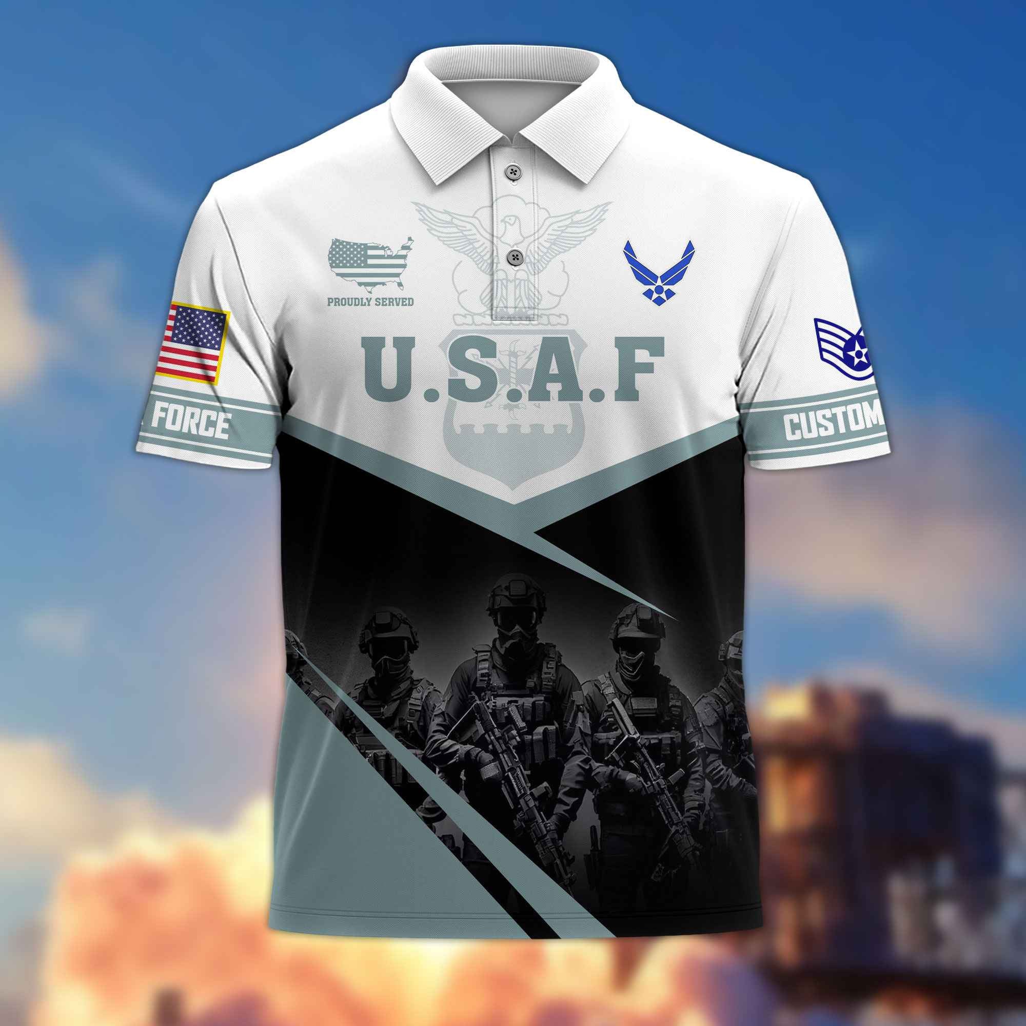 USAF Custom Polo Shirt VPVC217304, Gifts For Air Force Veteran, Best Gifts On Father's Day, Armed Forces Day, Independence Day, Veterans Day.
