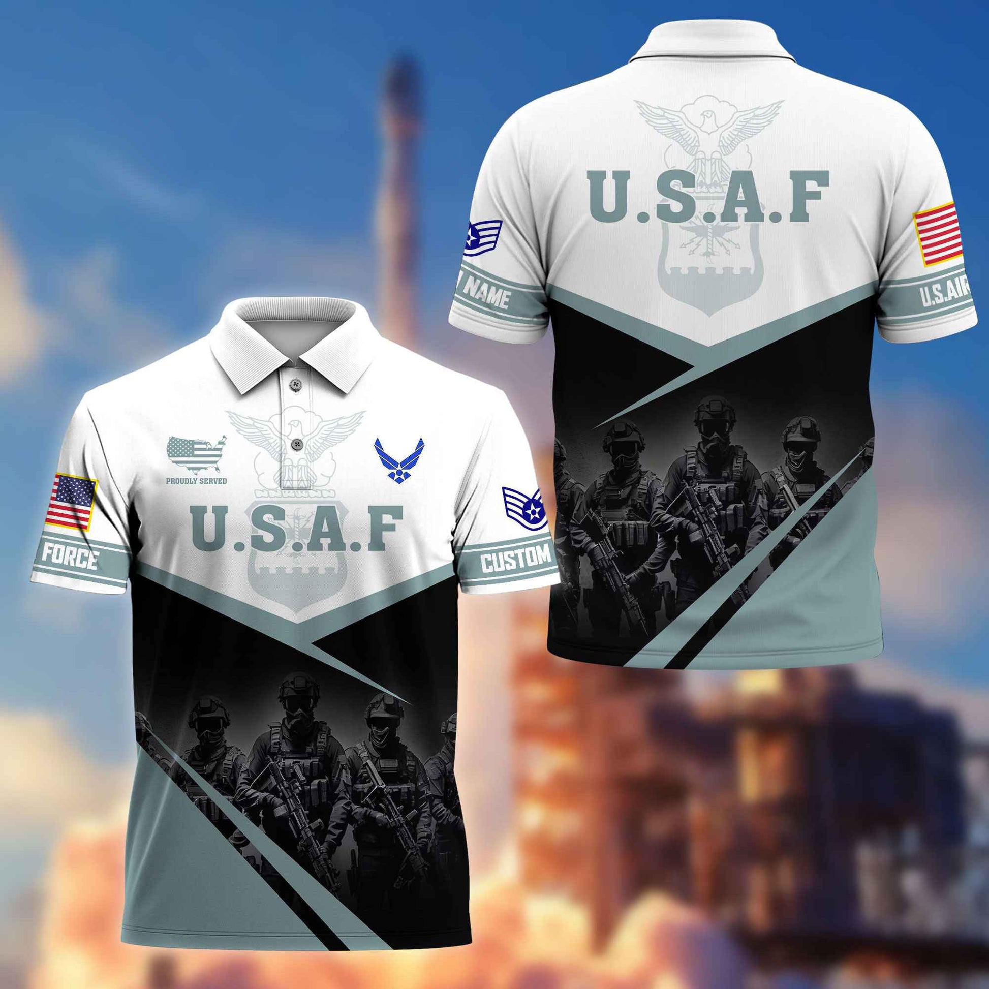 USAF Custom Polo Shirt VPVC217304, Gifts For Air Force Veteran, Best Gifts On Father's Day, Armed Forces Day, Independence Day, Veterans Day.
