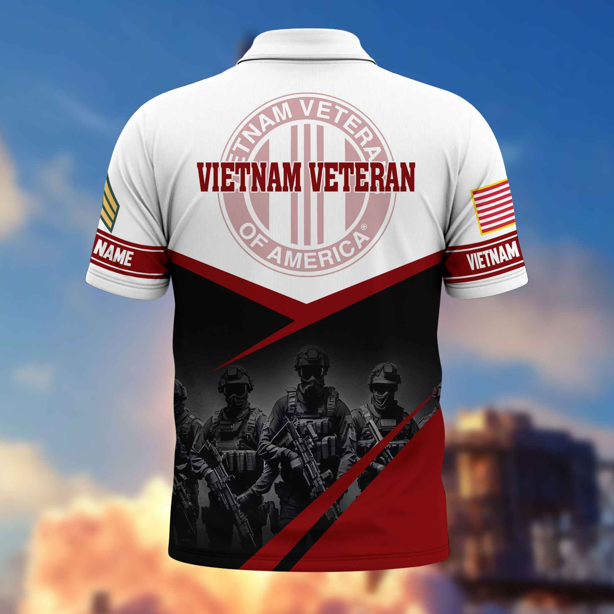 Vietnam Veteran Custom Polo Shirt VPVC217306, Gifts For Vietnam Veteran, Best Gifts On Father's Day, Armed Forces Day, Independence Day, Veterans Day.