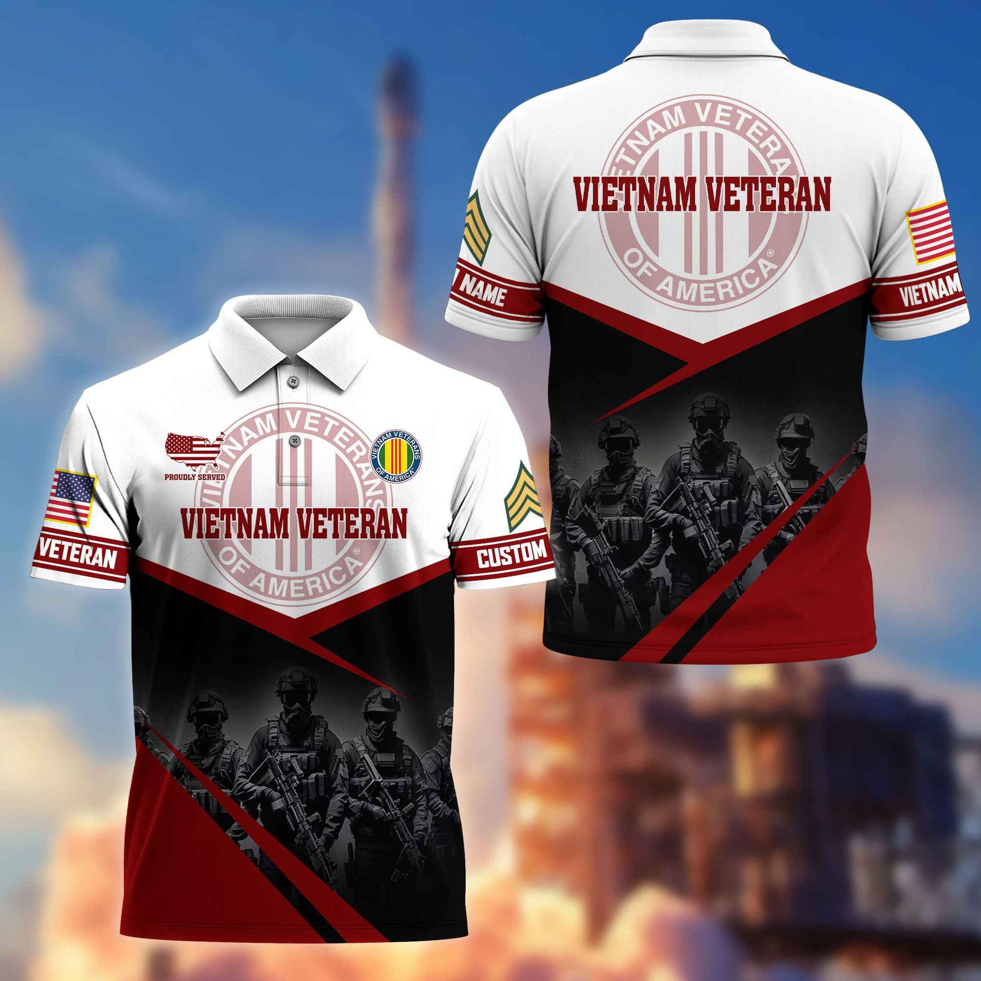 Vietnam Veteran Custom Polo Shirt VPVC217306, Gifts For Vietnam Veteran, Best Gifts On Father's Day, Armed Forces Day, Independence Day, Veterans Day.