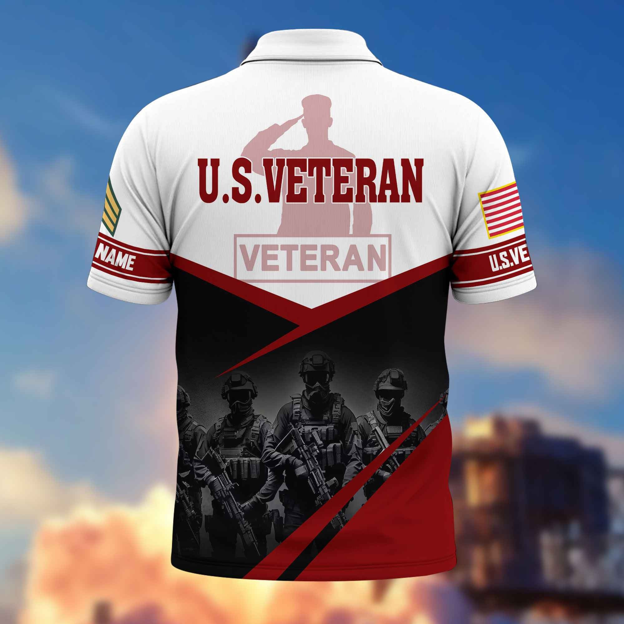 US Veteran Custom Polo Shirt VPVC217307, Gifts For US Veteran, Best Gifts On Father's Day, Armed Forces Day, Independence Day, Veterans Day.