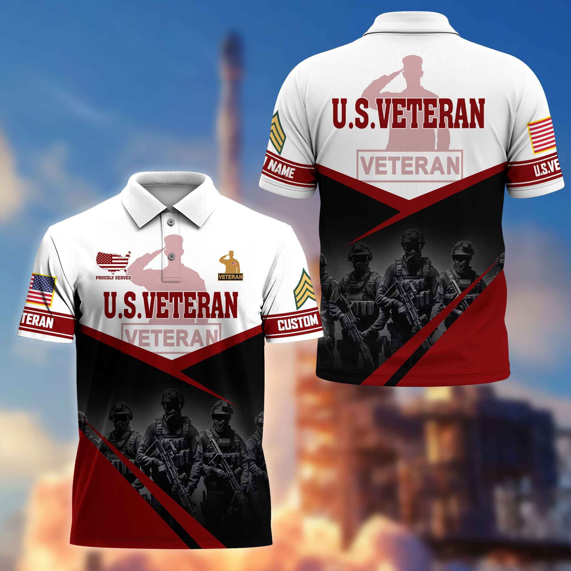 US Veteran Custom Polo Shirt VPVC217307, Gifts For US Veteran, Best Gifts On Father's Day, Armed Forces Day, Independence Day, Veterans Day.