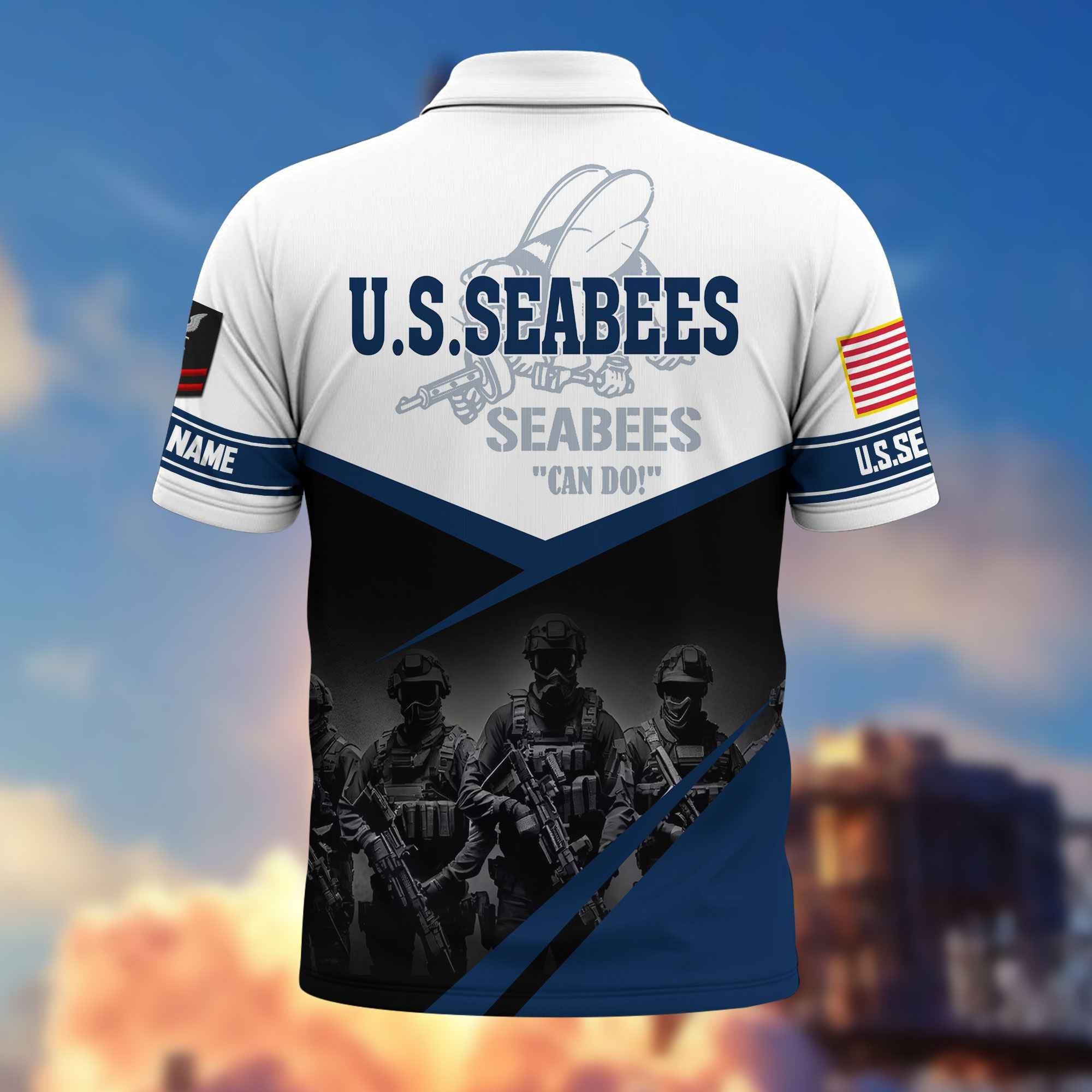 US Seabees Custom Polo Shirt VPVC217309, Gifts For Seabees Veteran, Best Gifts On Father's Day, Armed Forces Day, Independence Day, Veterans Day.