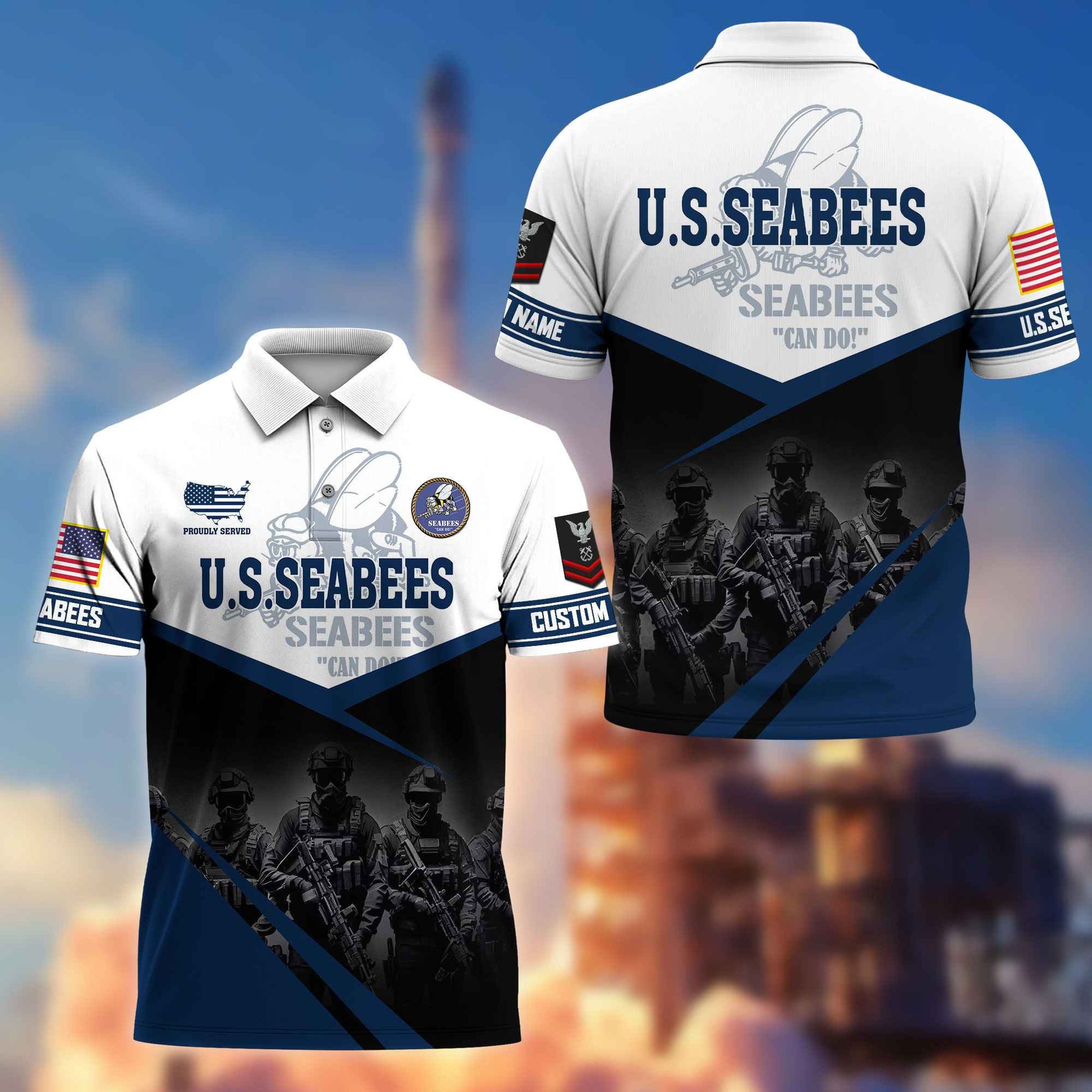 US Seabees Custom Polo Shirt VPVC217309, Gifts For Seabees Veteran, Best Gifts On Father's Day, Armed Forces Day, Independence Day, Veterans Day.