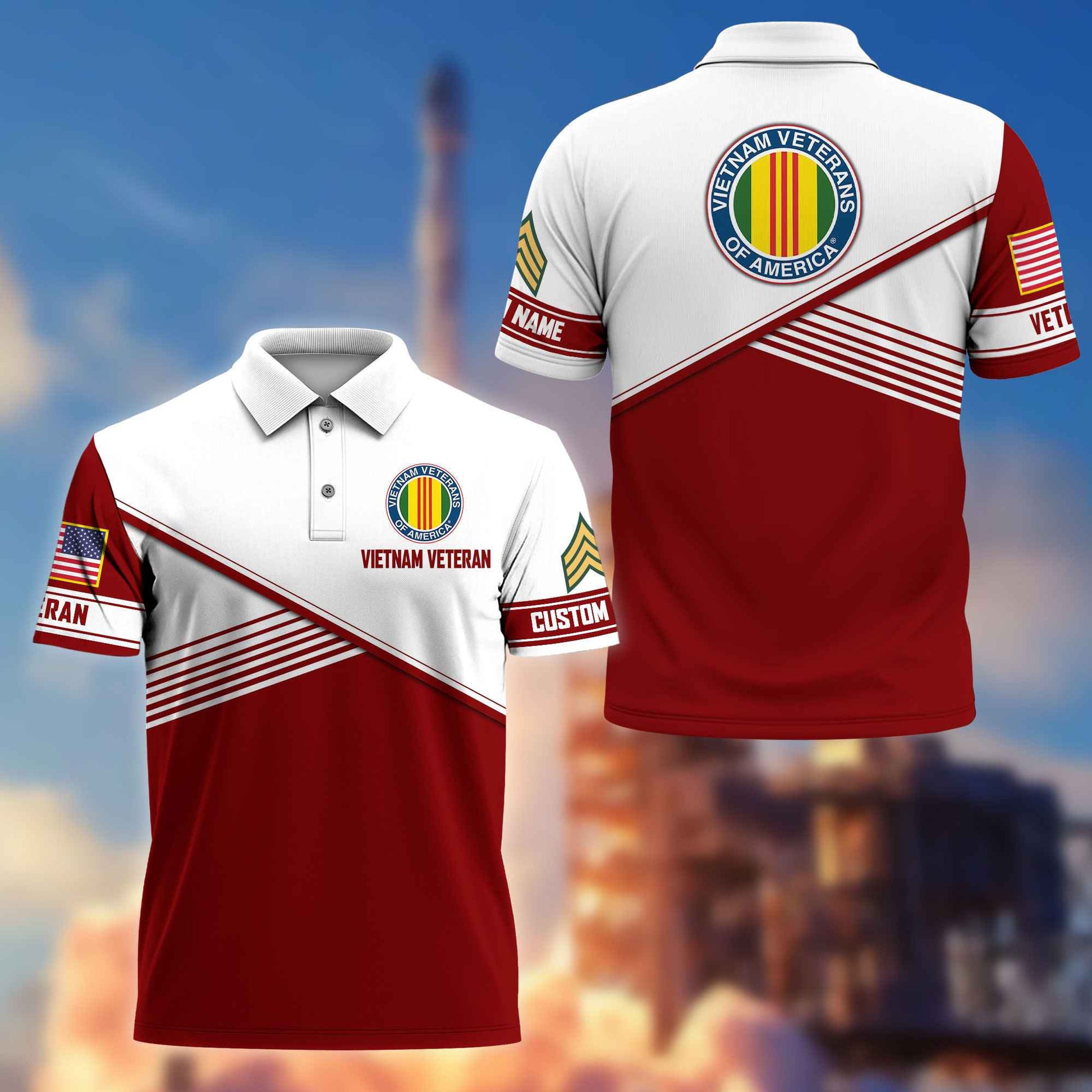 Premium Vietnam Veteran Polo Shirt VPVC217406, Custom Name, Rank, Gifts For Vietnam Veteran, Best Gifts On Father's Day, Armed Forces Day, Independence Day, Veterans Day.