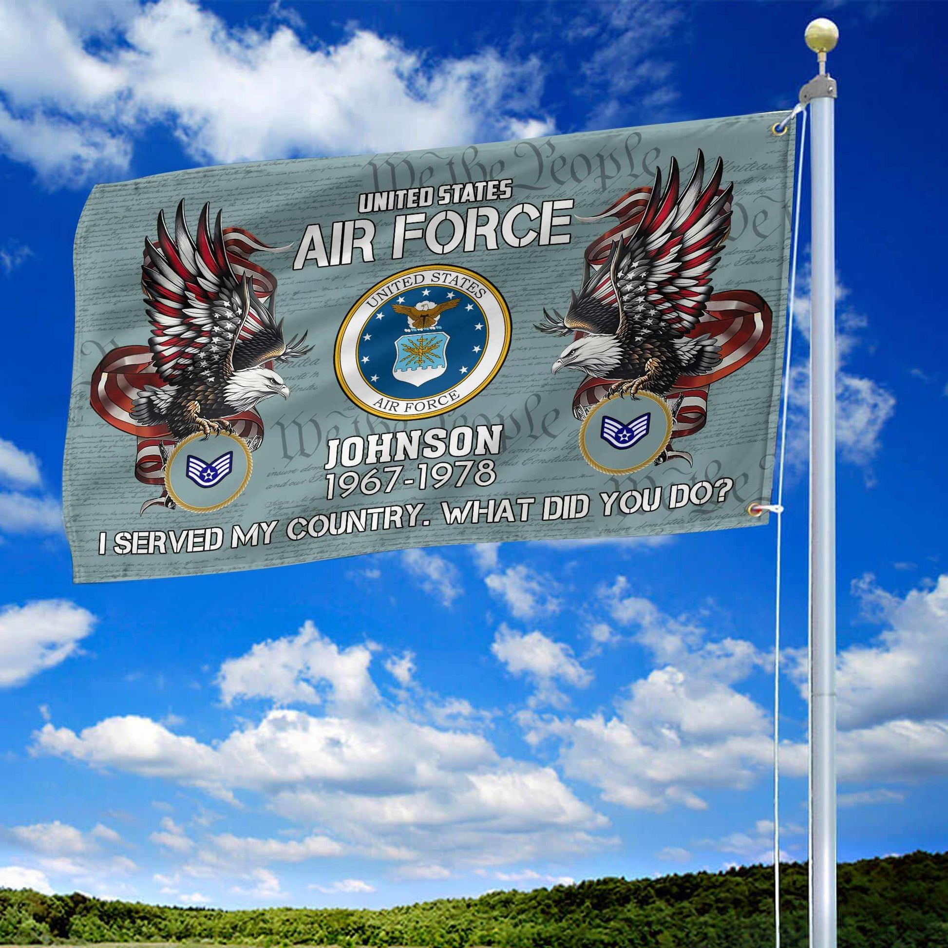 Premium Custom USAF Grommet Flag VPVC108404, Gifts For Air Force Veteran, Gifts For Dad, For Husband, Best Gifts On Father's Day, Armed Forces Day, Independence Day, Veterans Day.