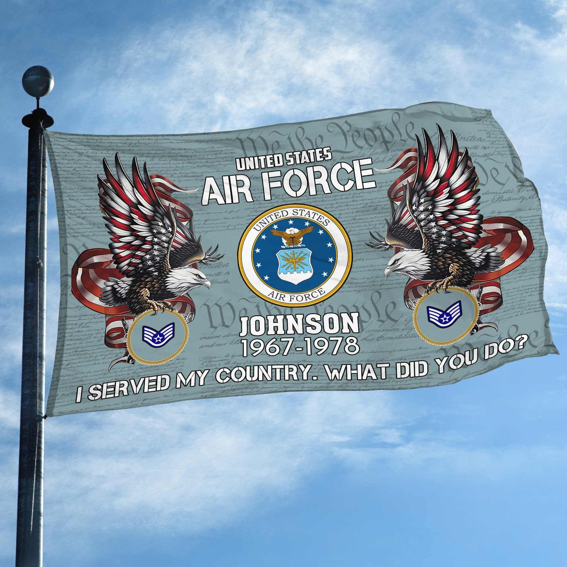 Premium Custom USAF Grommet Flag VPVC108404, Gifts For Air Force Veteran, Gifts For Dad, For Husband, Best Gifts On Father's Day, Armed Forces Day, Independence Day, Veterans Day.