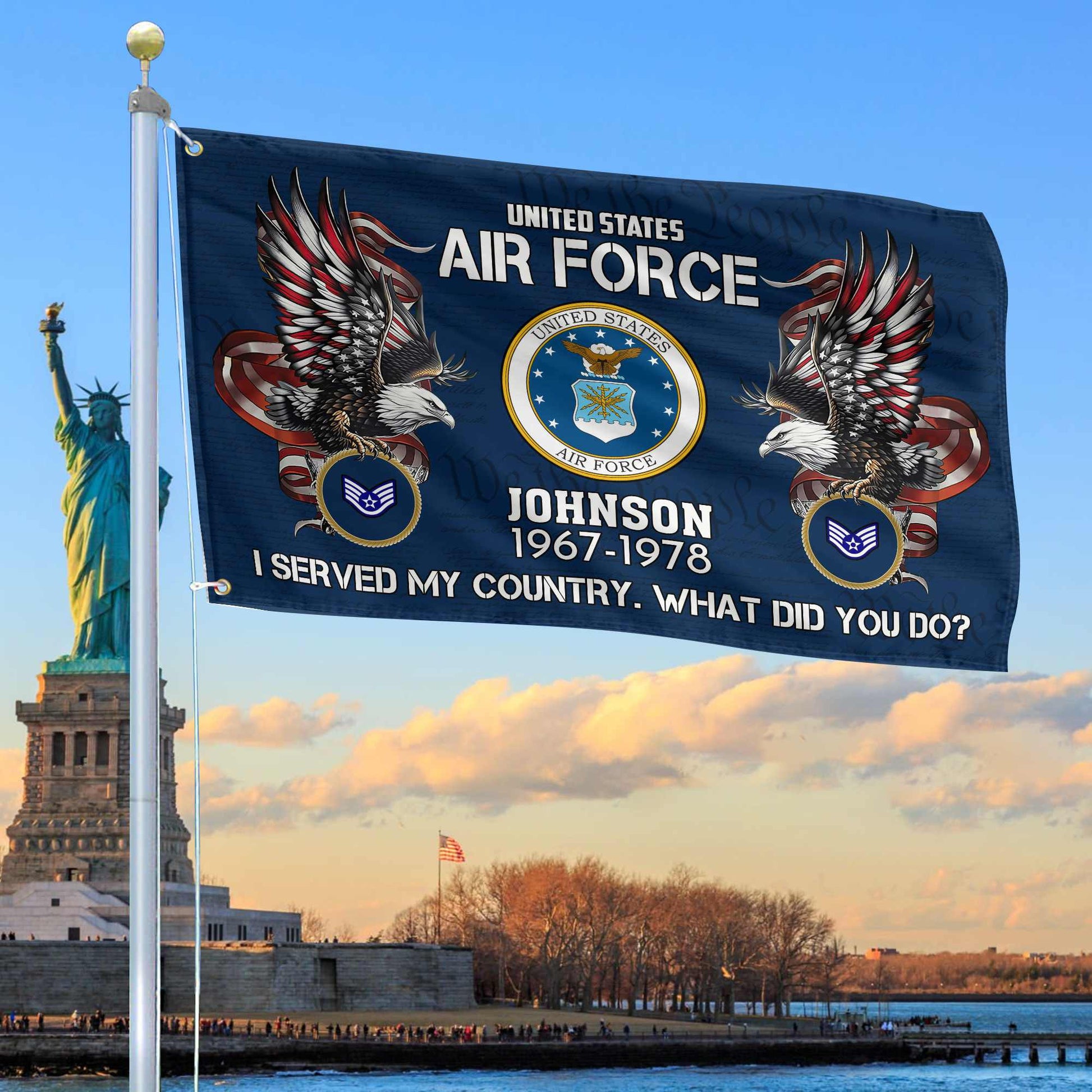 Premium Custom USAF Grommet Flag VPVC108412, Gifts For Air Force Veteran, Gifts For Dad, For Husband, Best Gifts On Father's Day, Armed Forces Day, Independence Day, Veterans Day.