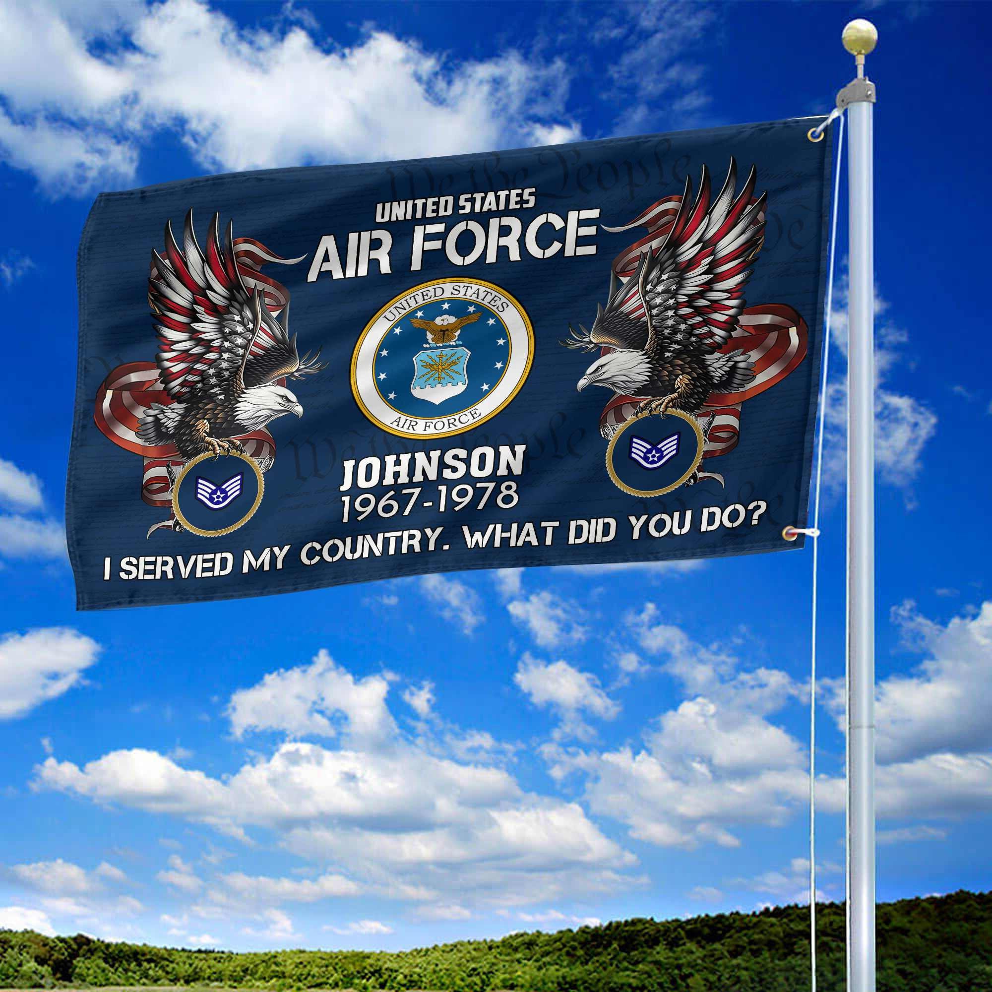 Premium Custom USAF Grommet Flag VPVC108412, Gifts For Air Force Veteran, Gifts For Dad, For Husband, Best Gifts On Father's Day, Armed Forces Day, Independence Day, Veterans Day.