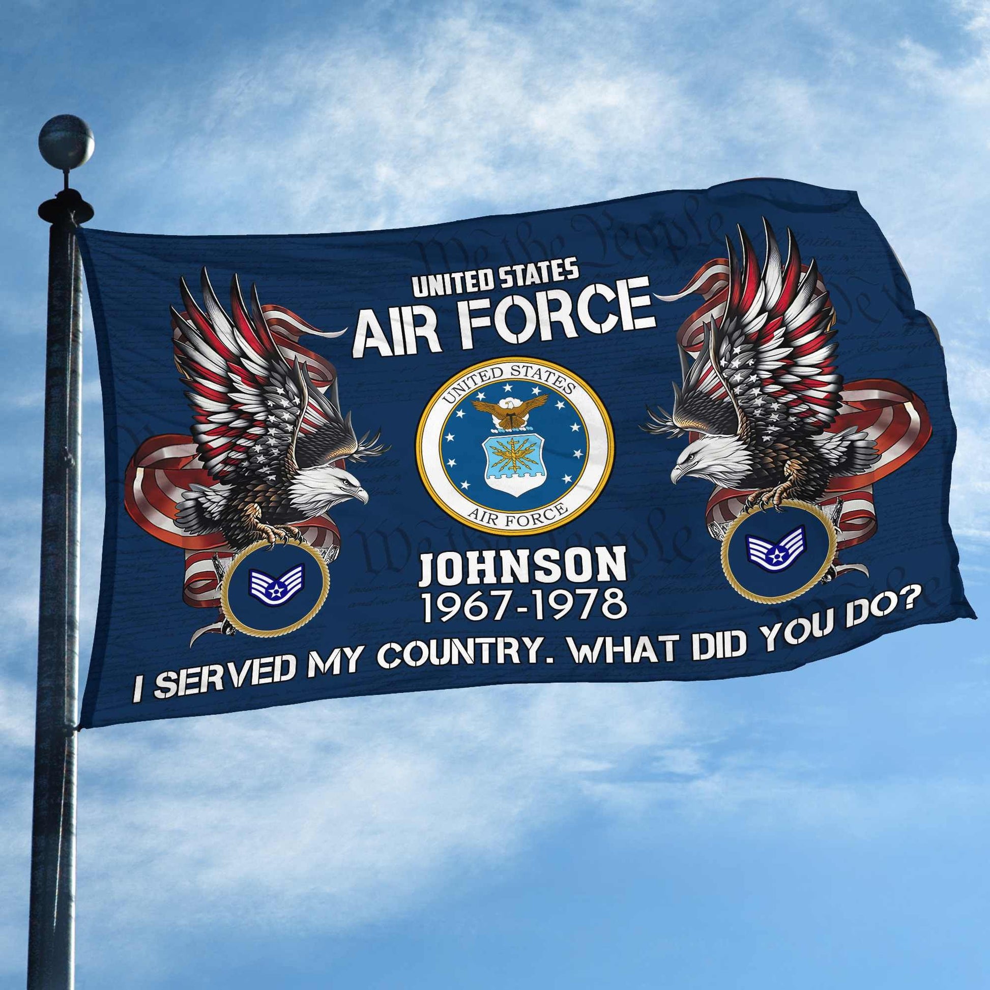 Premium Custom USAF Grommet Flag VPVC108412, Gifts For Air Force Veteran, Gifts For Dad, For Husband, Best Gifts On Father's Day, Armed Forces Day, Independence Day, Veterans Day.