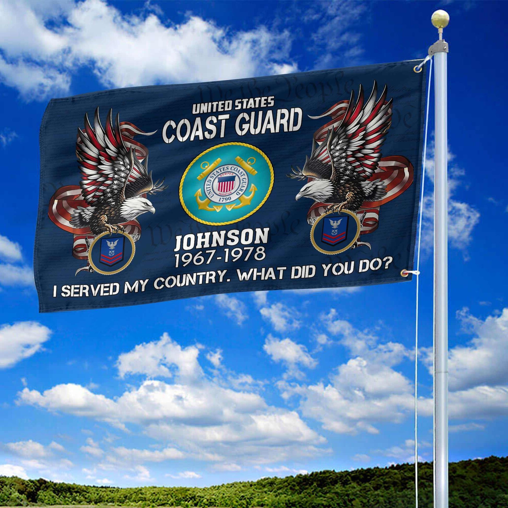 Premium Custom USCG Grommet Flag VPVC108405, Gifts For Coast Guard Veteran, Gifts For Dad, For Husband, Best Gifts On Father's Day, Armed Forces Day, Independence Day, Veterans Day.