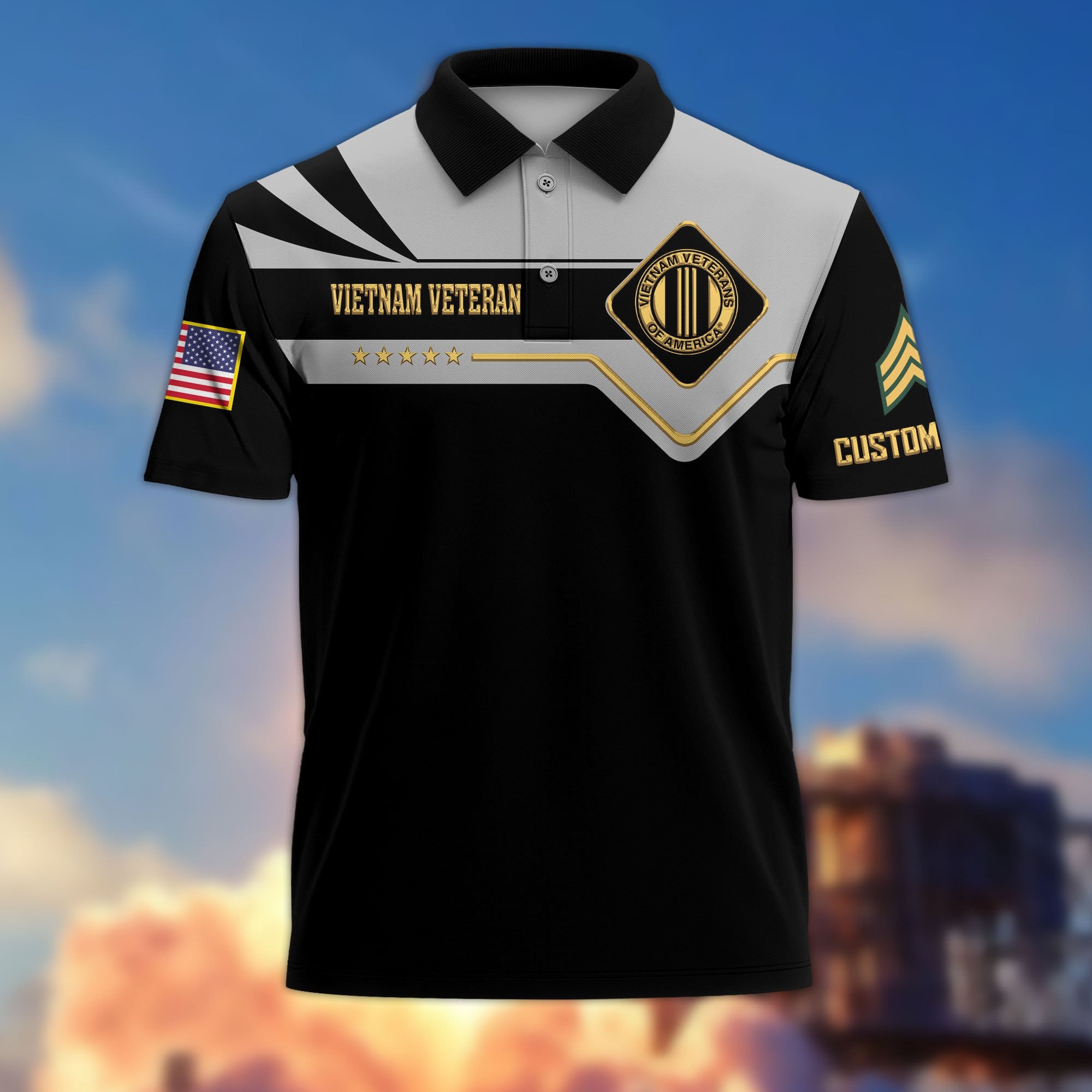 Premium Vietnam Veteran Polo Shirt VPVC218006, Custom Name, Rank, Gifts For Vietnam Veteran, Best Gifts On Father's Day, Armed Forces Day, Independence Day, Veterans Day.