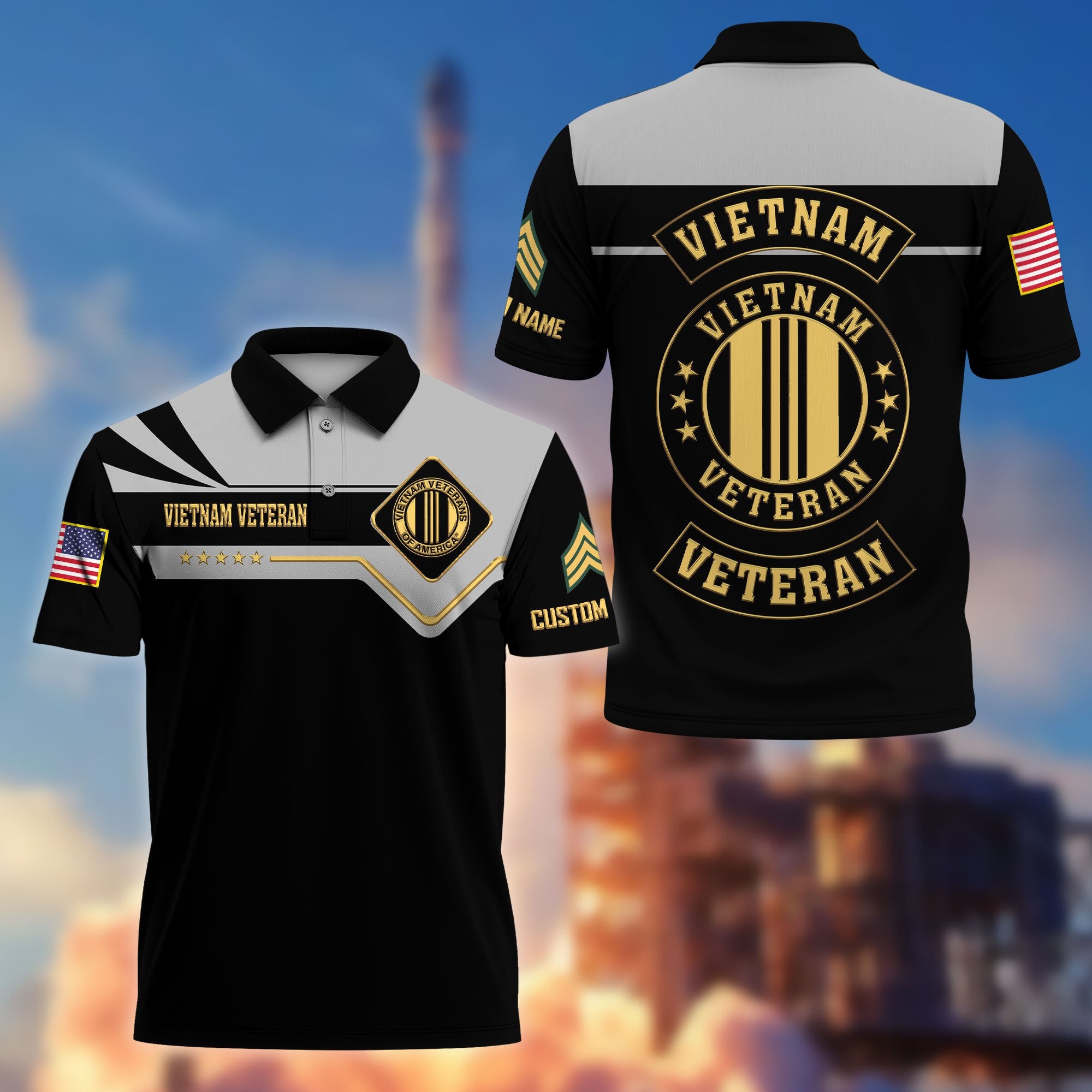 Premium Vietnam Veteran Polo Shirt VPVC218006, Custom Name, Rank, Gifts For Vietnam Veteran, Best Gifts On Father's Day, Armed Forces Day, Independence Day, Veterans Day.