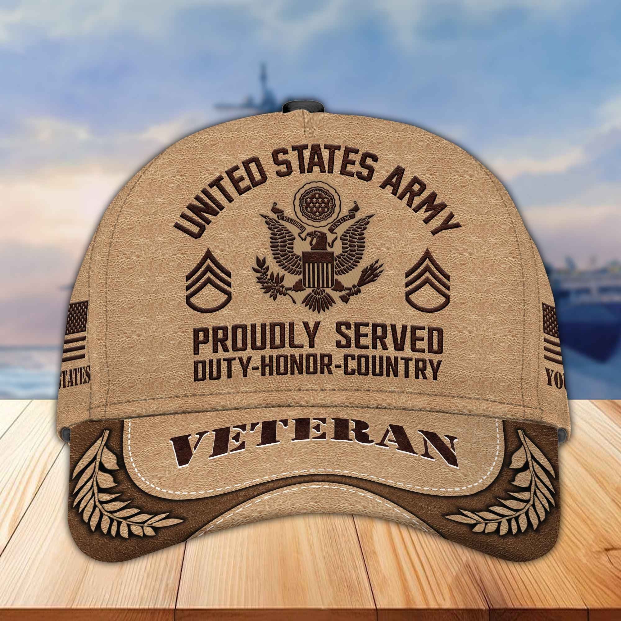Premium US Veterans Baseball Hats BPVC230401, Custom Name, Rank, Gifts For US Veterans On Father's Day, Armed Forces Day, Independence Day, Veterans Day.