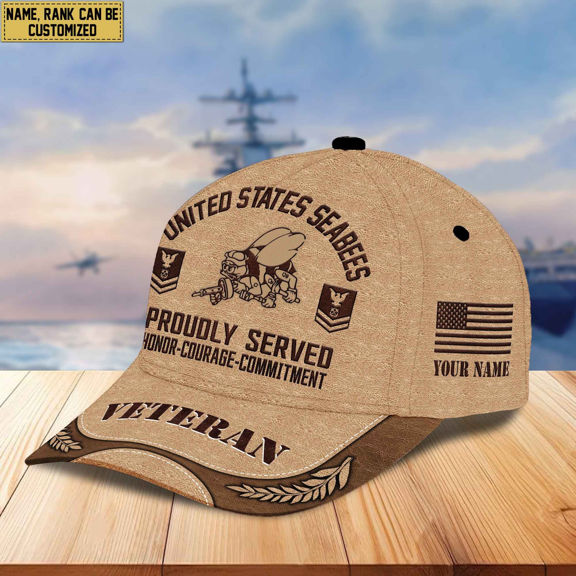 Premium US Veterans Baseball Hats BPVC230401, Custom Name, Rank, Gifts For US Veterans On Father's Day, Armed Forces Day, Independence Day, Veterans Day.