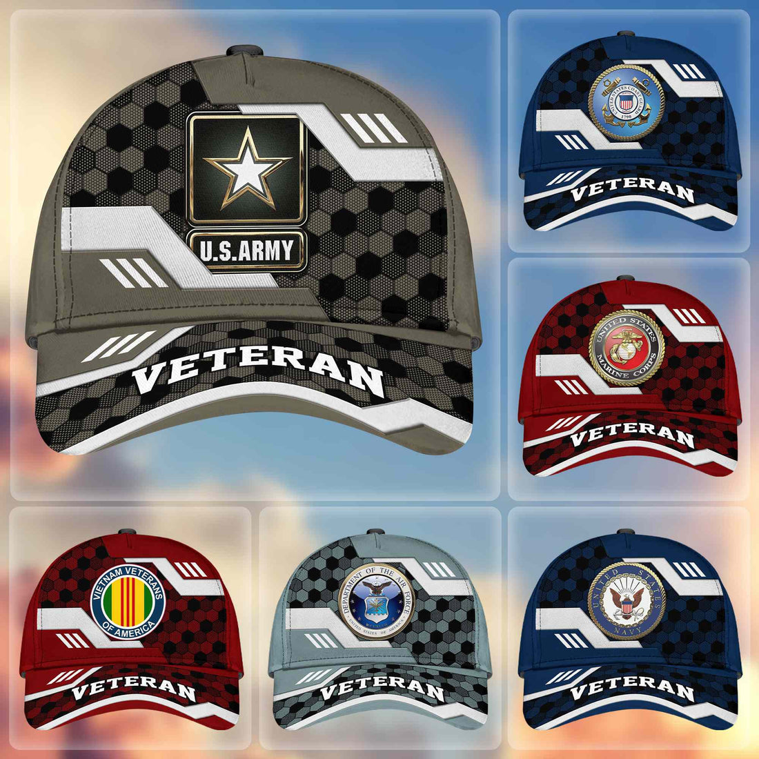 Premium US Veterans Baseball Hats BPHN220411, Gifts For US Veterans On Father's Day, Armed Forces Day, Independence Day, Veterans Day.