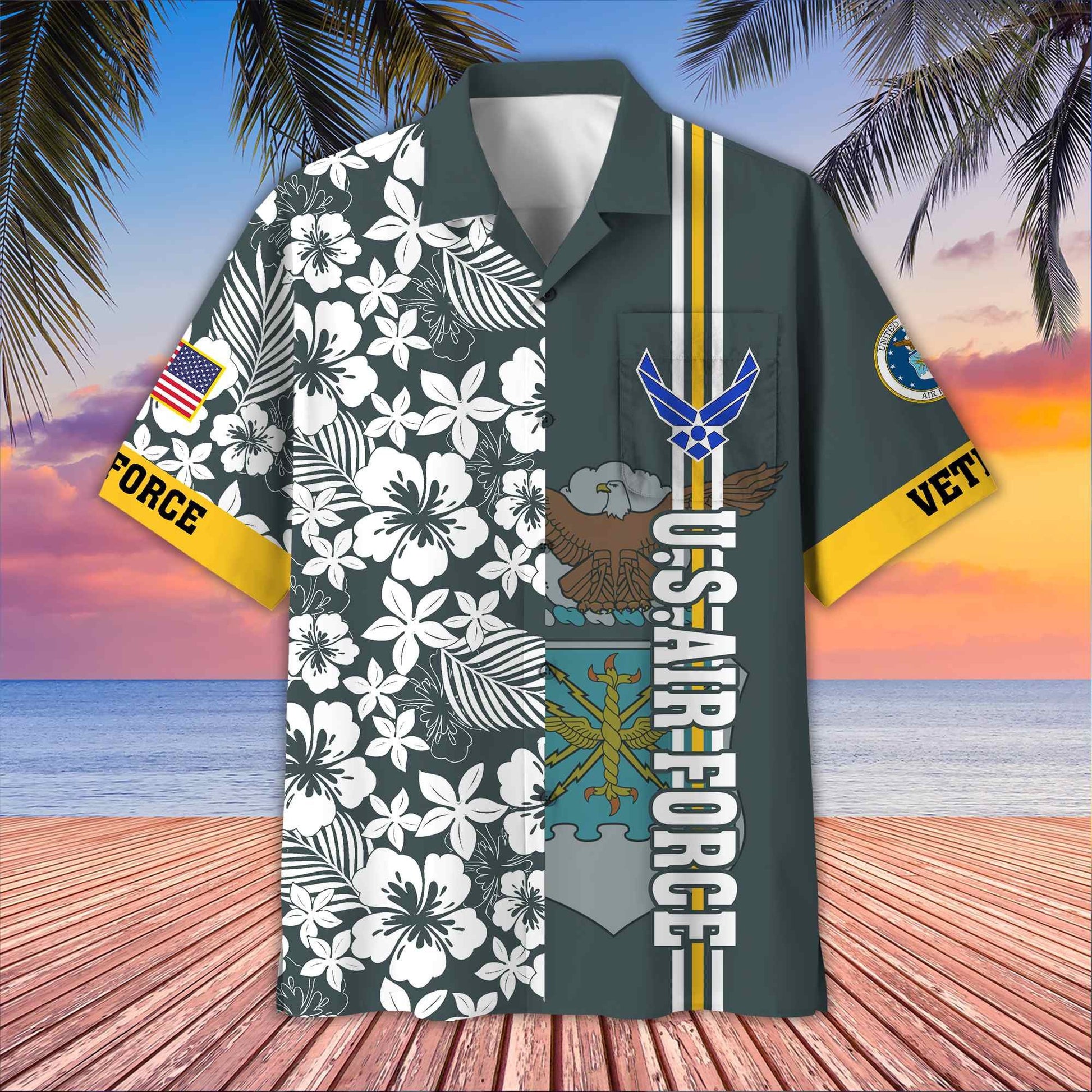 Premium US Veterans Hawaiian Shirt With Pocket BPVC230402, Gifts For US Veterans, Gifts On Memorial Day, Father's Day, Armed Forces Day, Veterans Day.