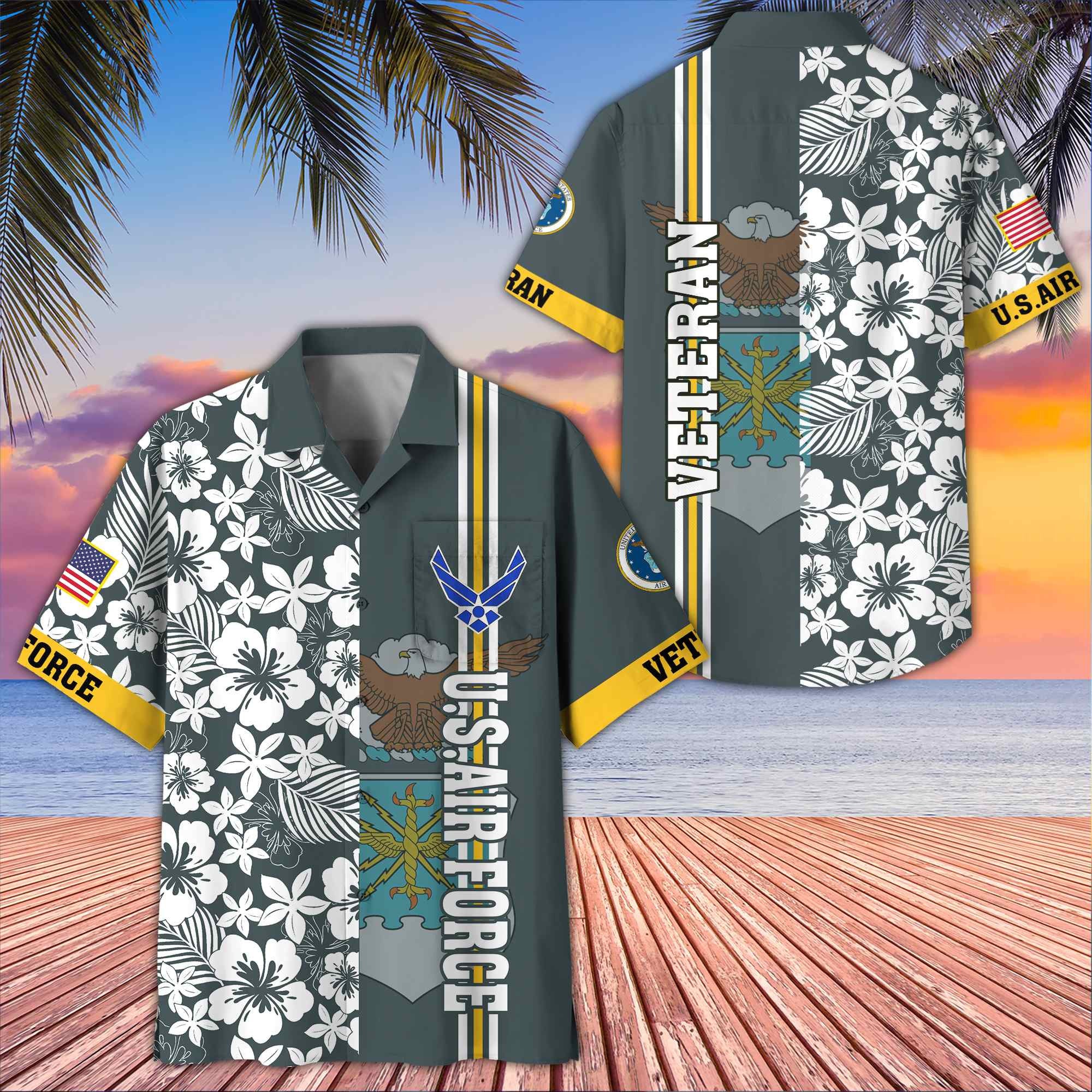 Premium US Veterans Hawaiian Shirt With Pocket BPVC230402, Gifts For US Veterans, Gifts On Memorial Day, Father's Day, Armed Forces Day, Veterans Day.