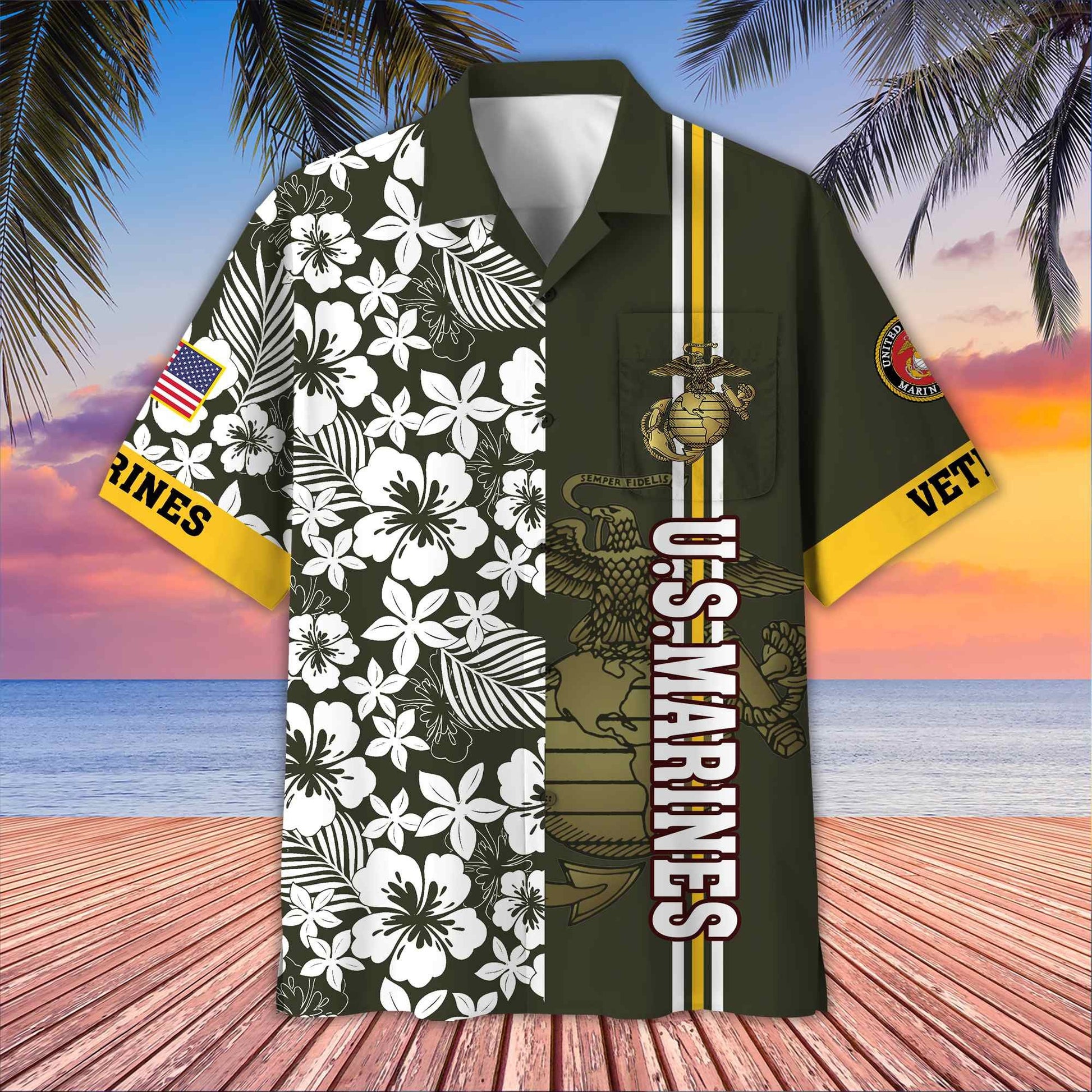 Premium US Veterans Hawaiian Shirt With Pocket BPVC230402, Gifts For US Veterans, Gifts On Memorial Day, Father's Day, Armed Forces Day, Veterans Day.